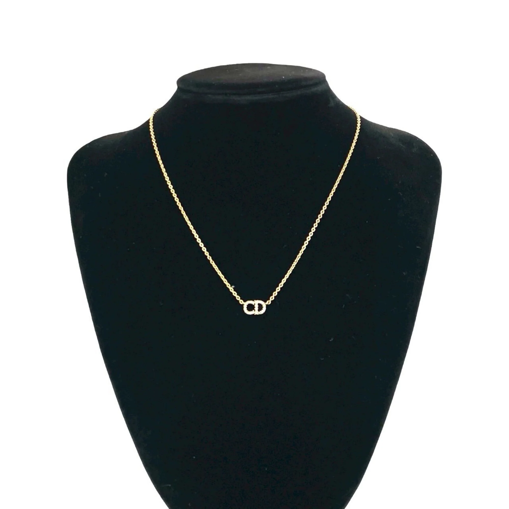 Pendant Necklace Gold and Rhinestone - Image 2