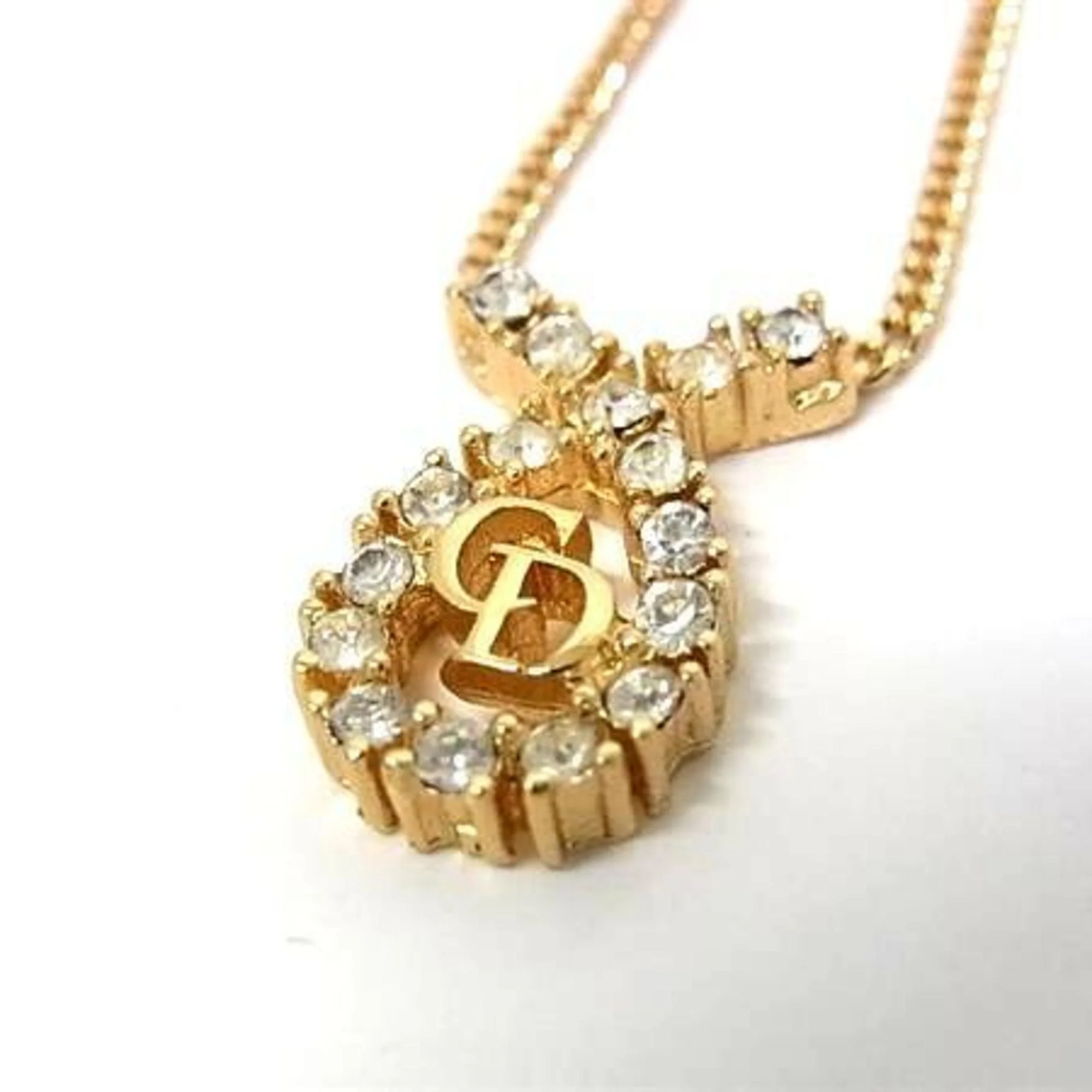 Pendant Necklace Gold Metal with Rhinestone - Image 3