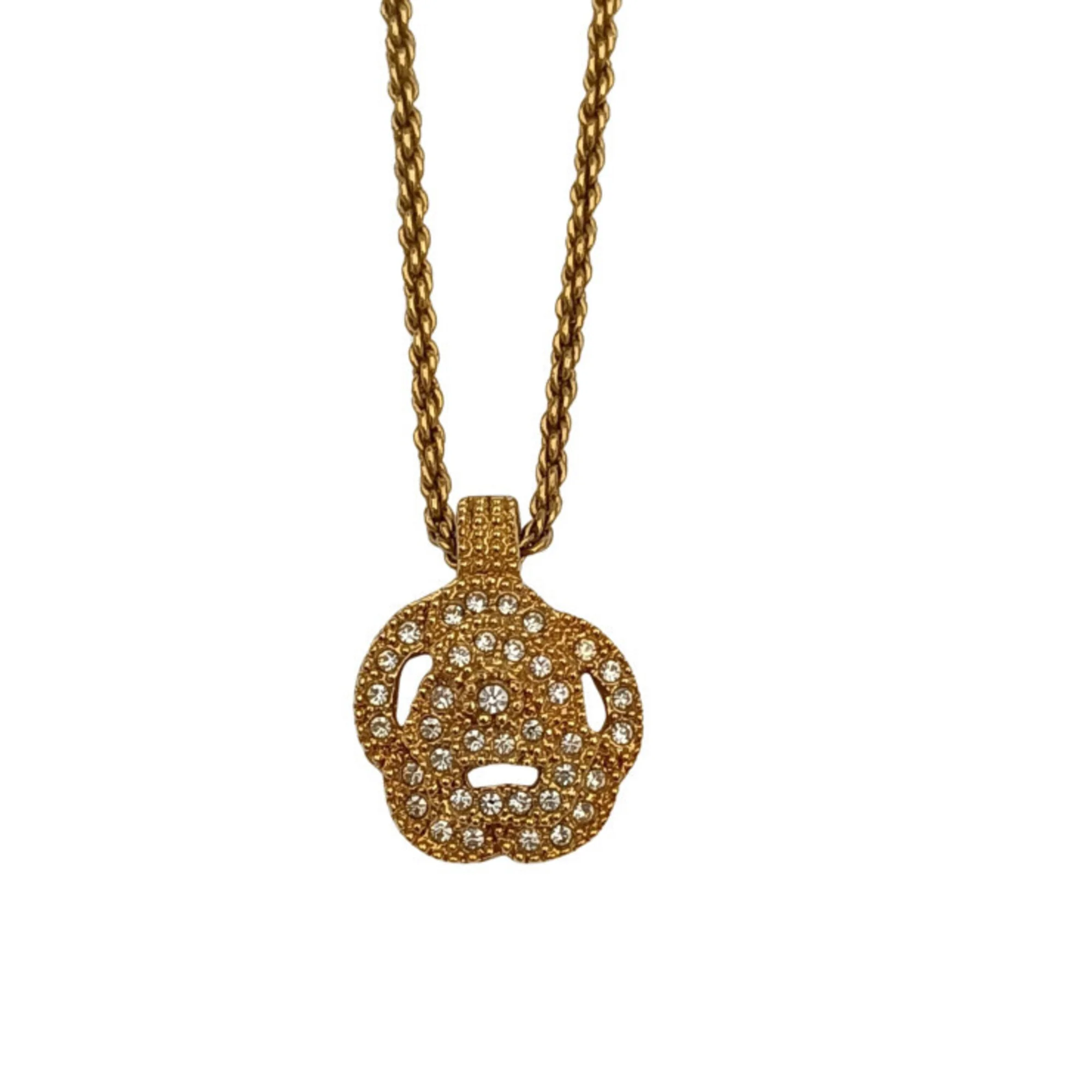 Pendant Necklace Gold Metal with Rhinestone