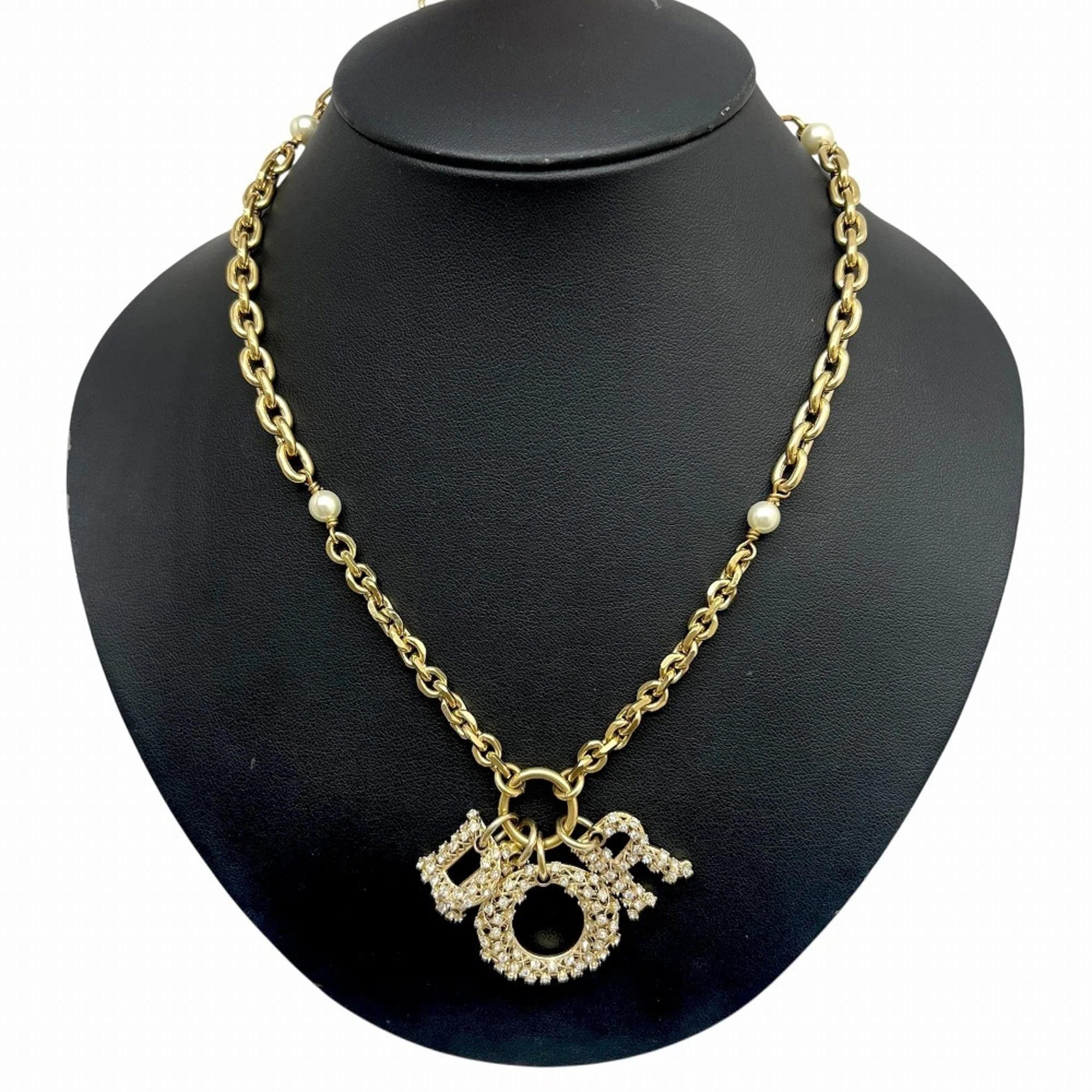 Pendant Necklace Gold with Rhinestone and Pearl - Image 4