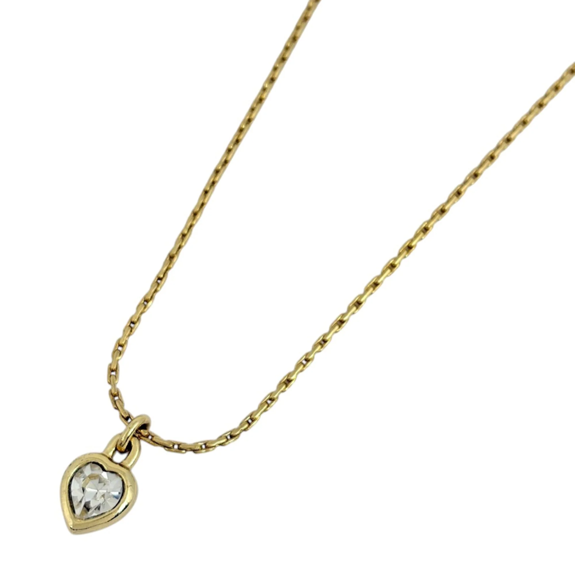 Pendant Necklace Gold With Rhinestone Heart Motif