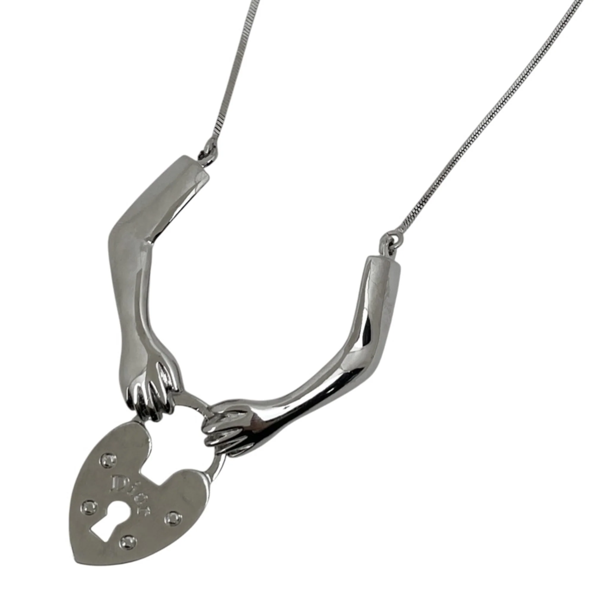 Pendant Necklace Hand Of Love Heart Motif Sterling Silver