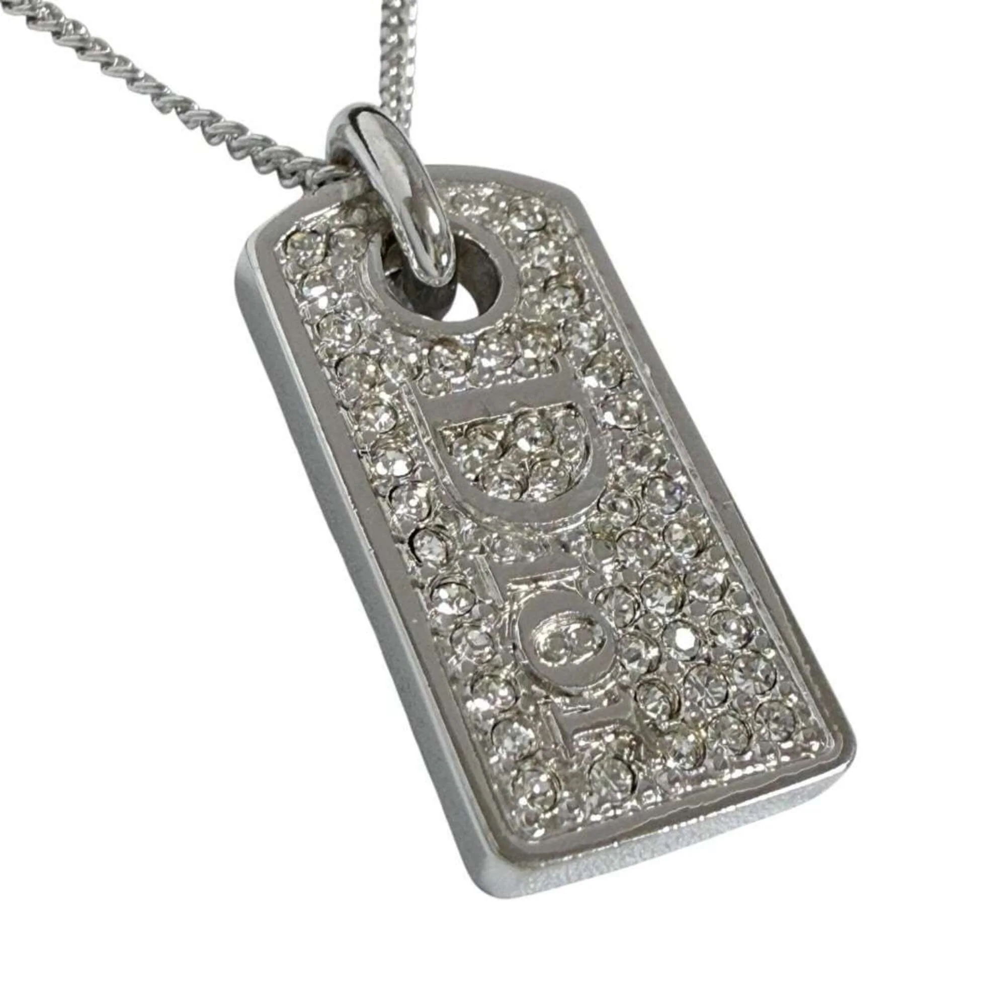 Pendant Necklace Metal and Rhinestone