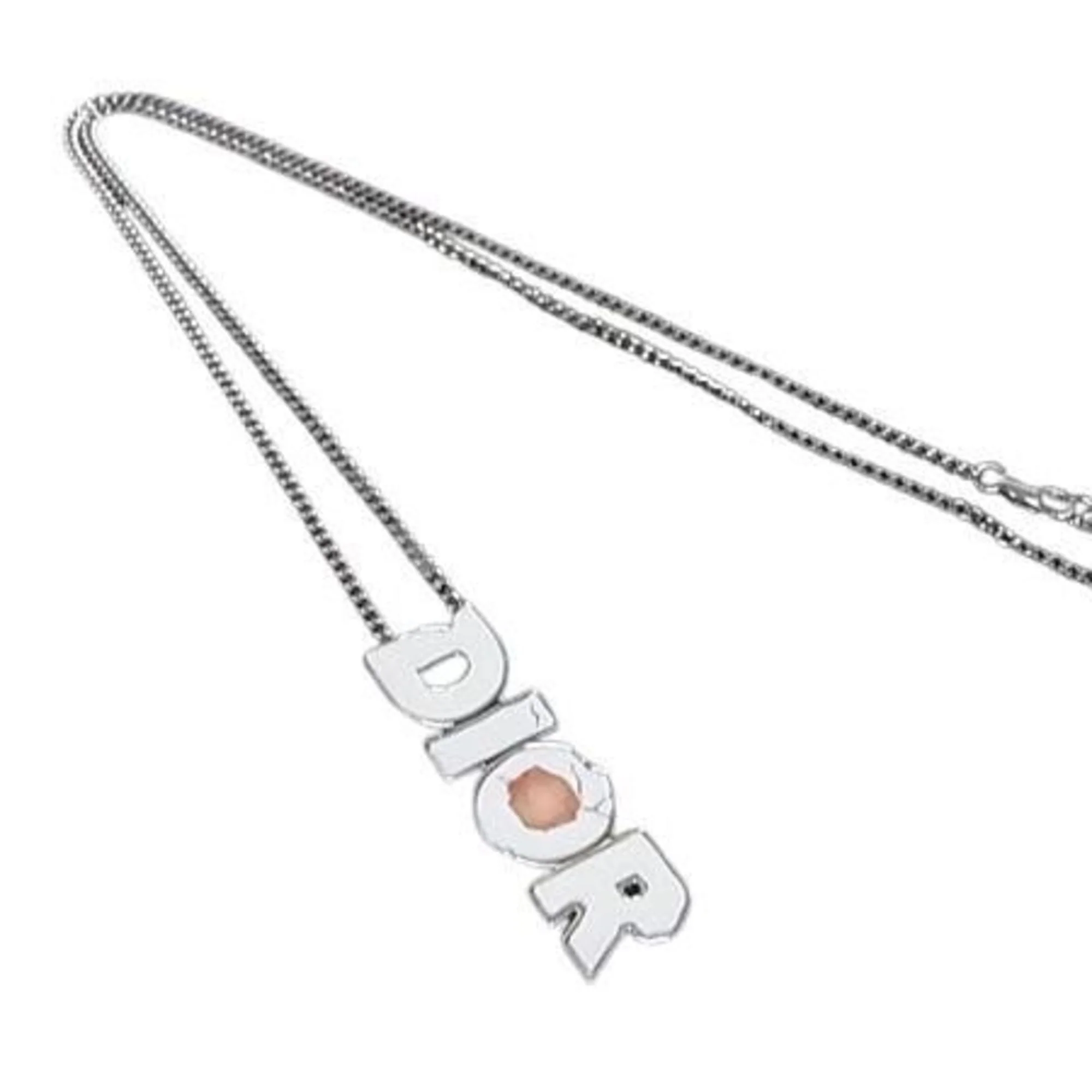 Pendant Necklace Metal Silver White