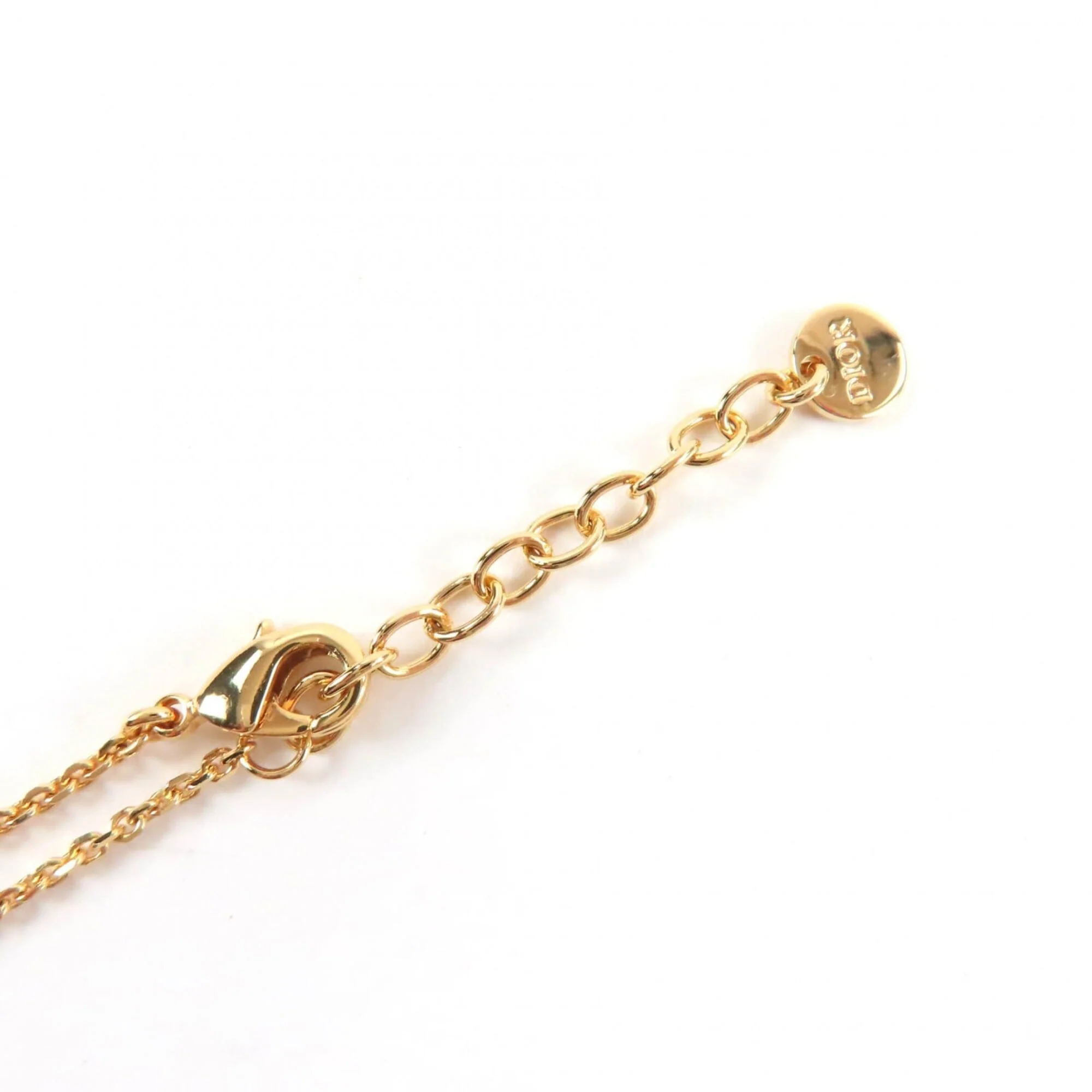 Pendant Necklace With Rhinestone Gold White - Image 8