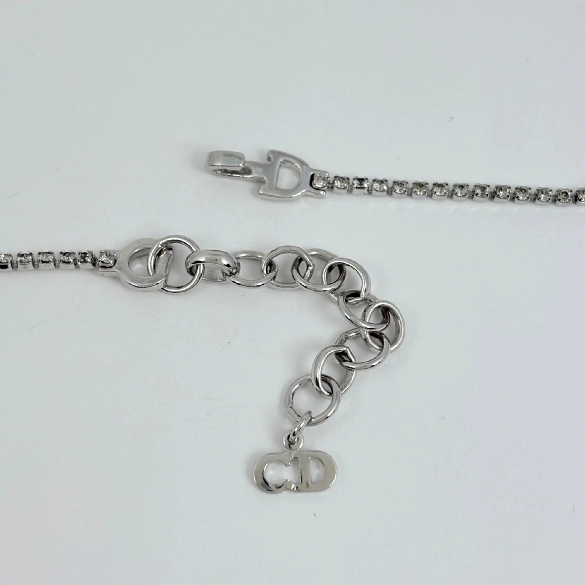 Rhinestone Pendant Necklace Sterling Silver - Image 3