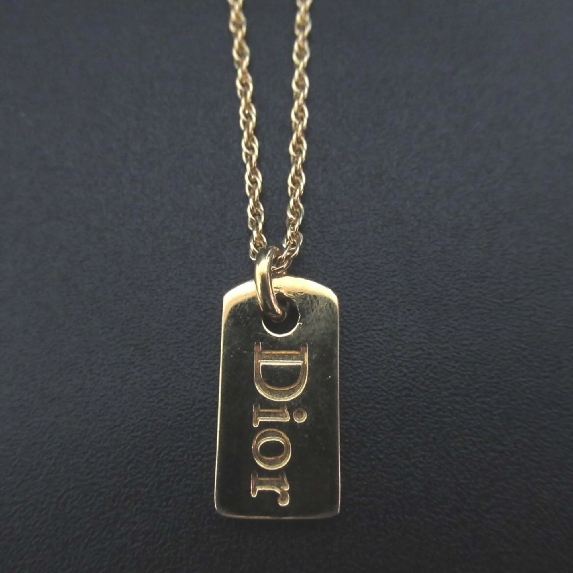 Vintage Dog Tag Pendant Necklace Gold