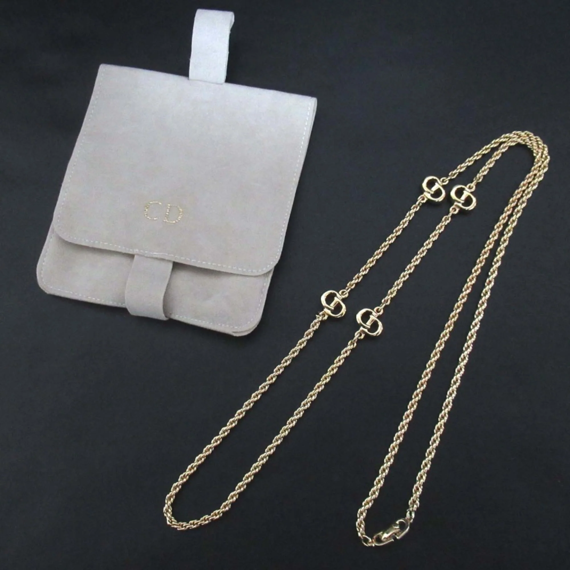 Vintage Long Pendant Necklace Gold - Image 7