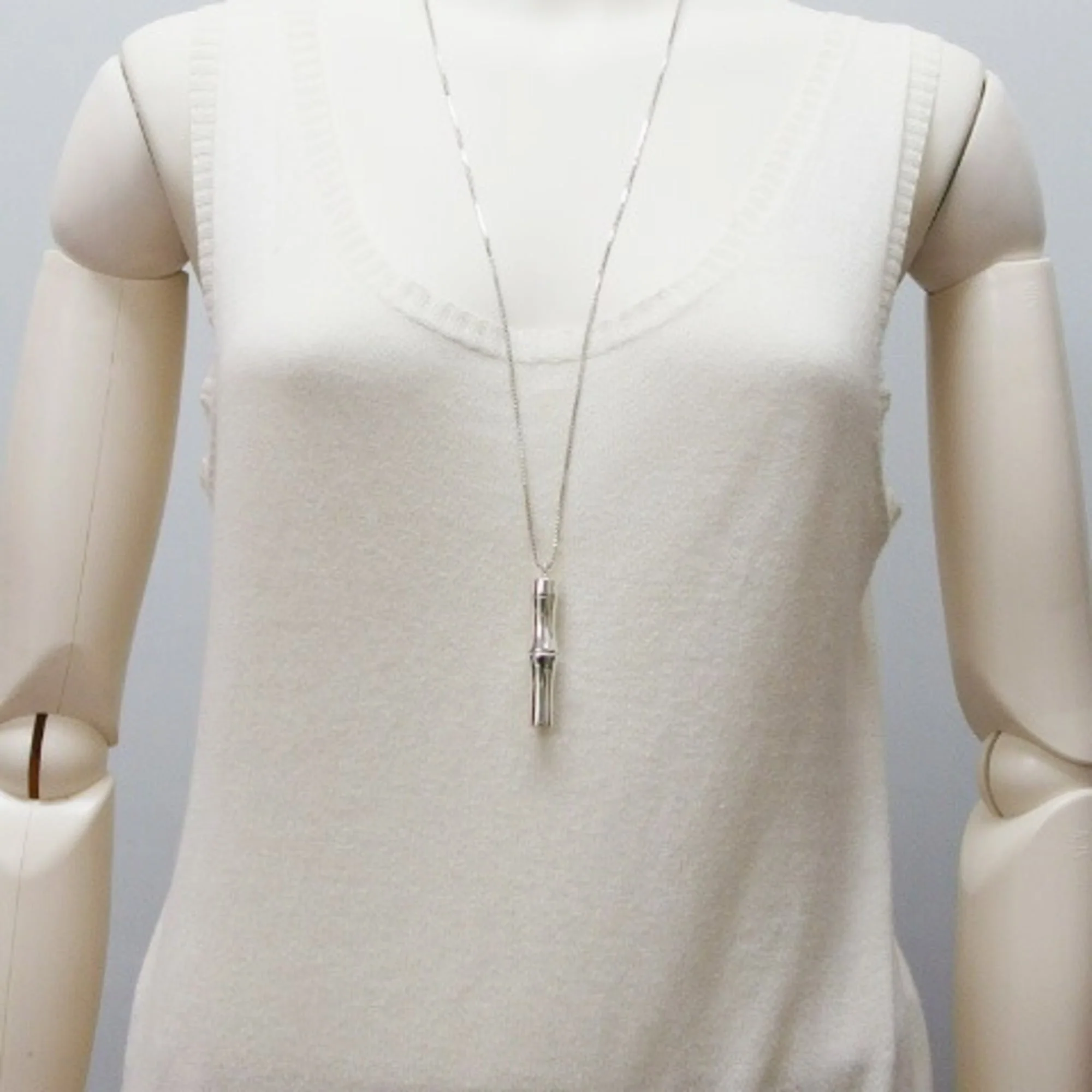 Bamboo Motif Pendant Necklace Sterling Silver - Image 3