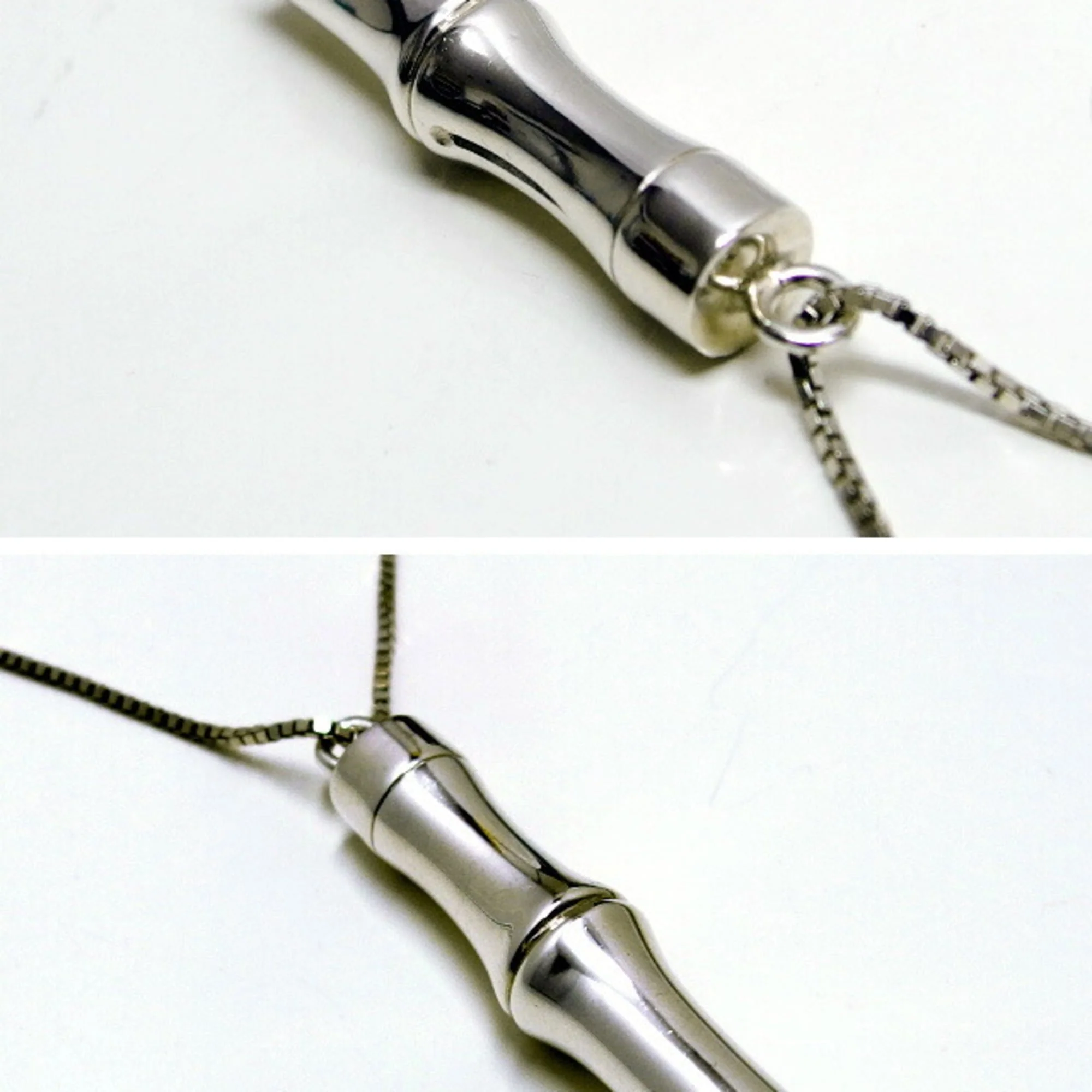 Bamboo Motif Pendant Necklace Sterling Silver - Image 4