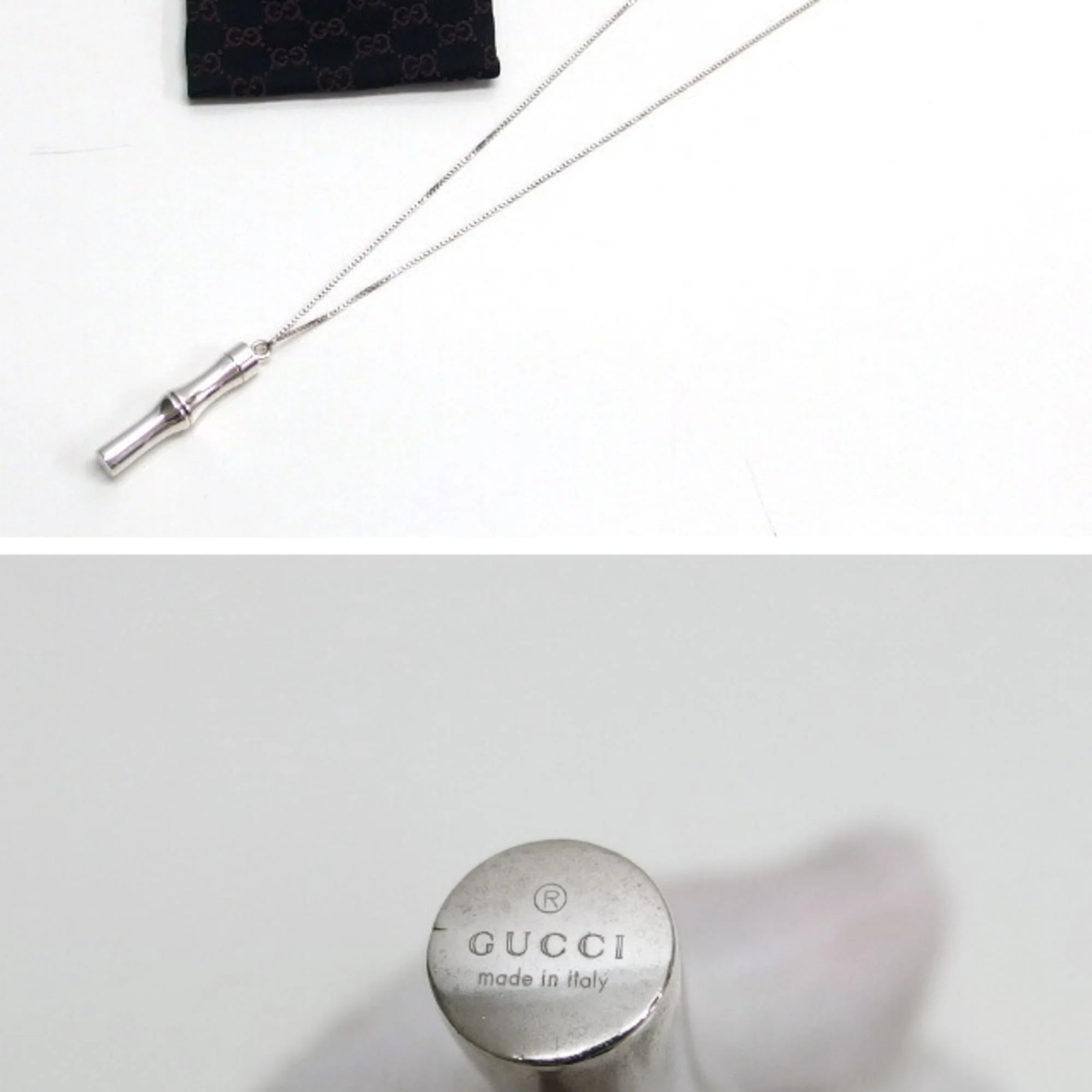 Bamboo Motif Pendant Necklace Sterling Silver - Image 5