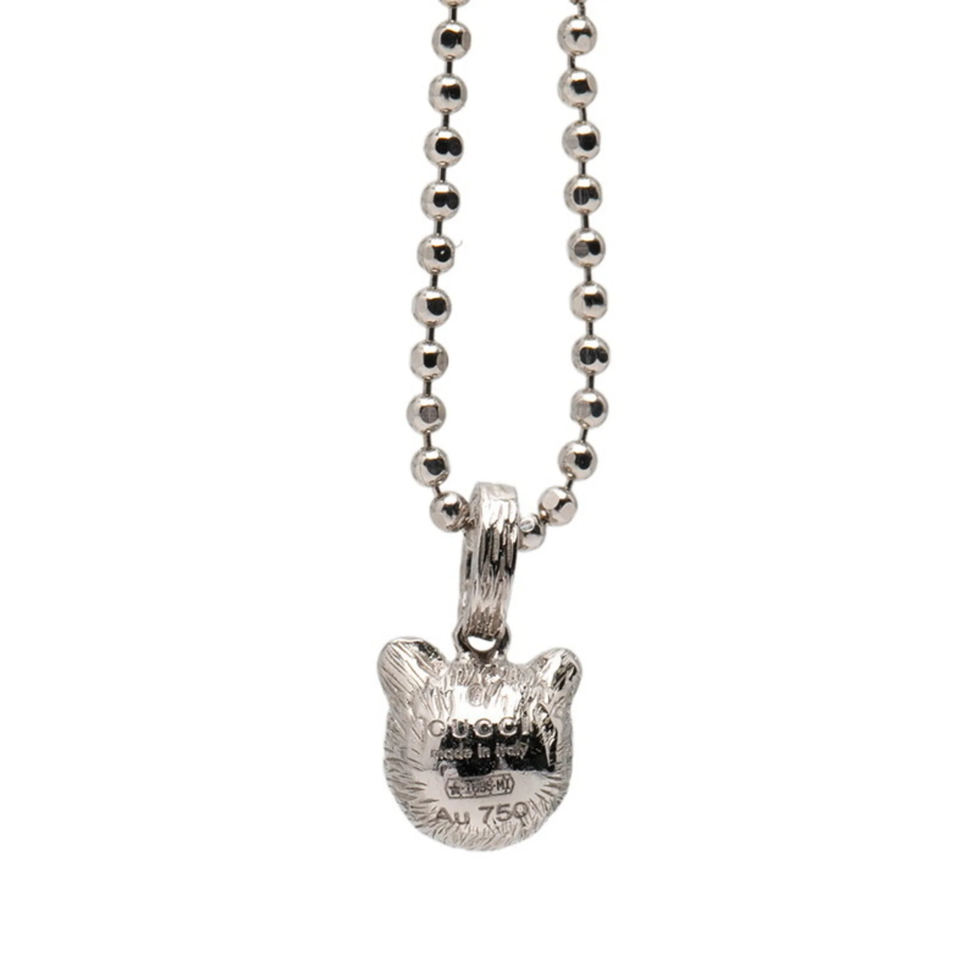 Cat Head Pendant Necklace 18K White Gold with Diamond - Image 2