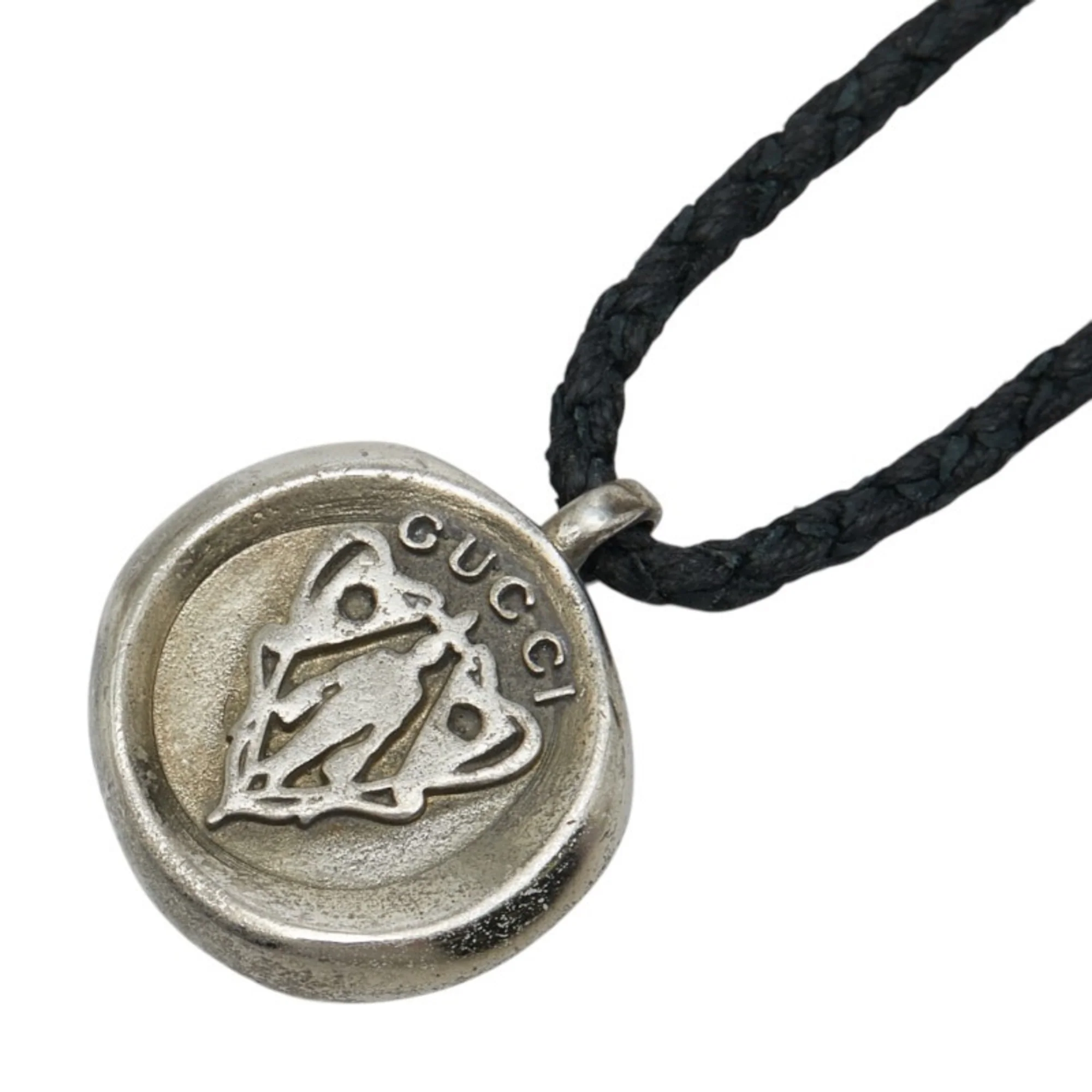Crest Round Pendant Necklace Sterling Silver