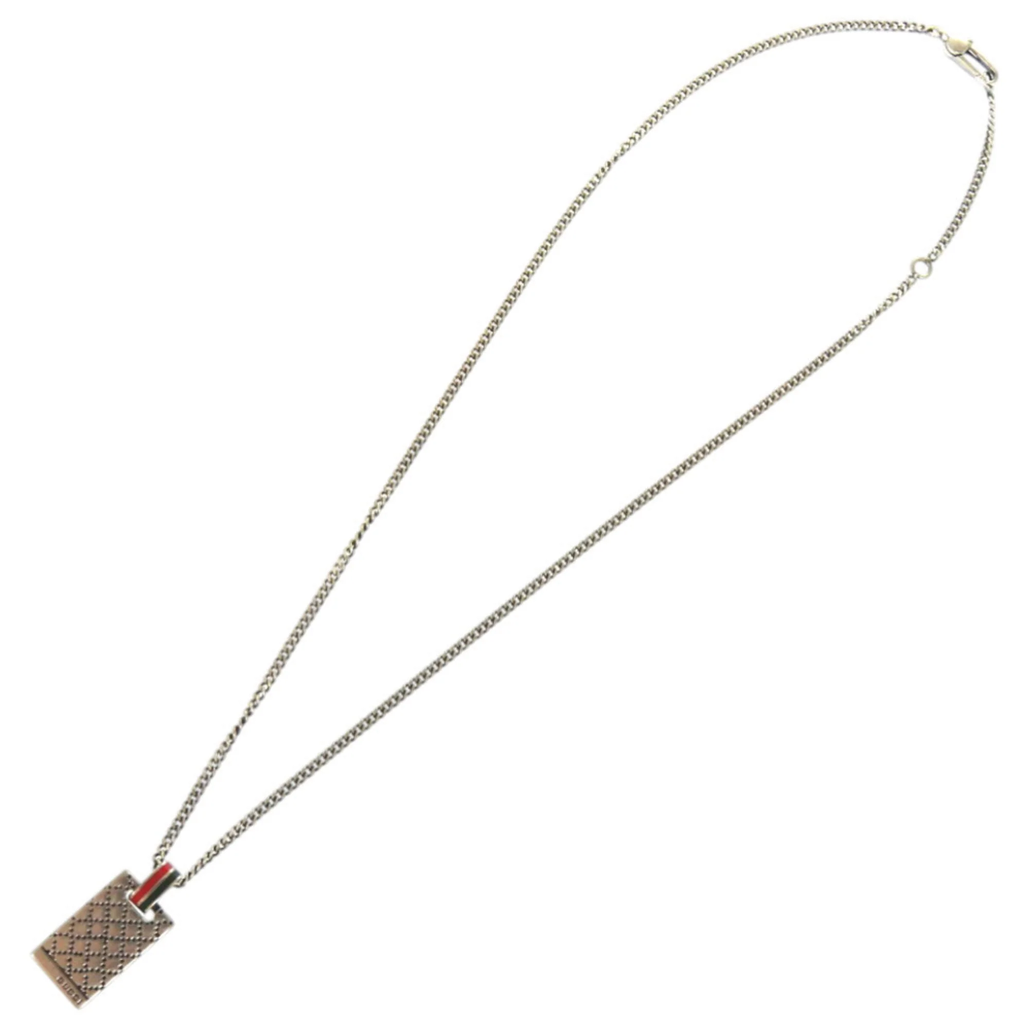 Diamante Plate Pendant Necklace Sterling Silver - Image 4