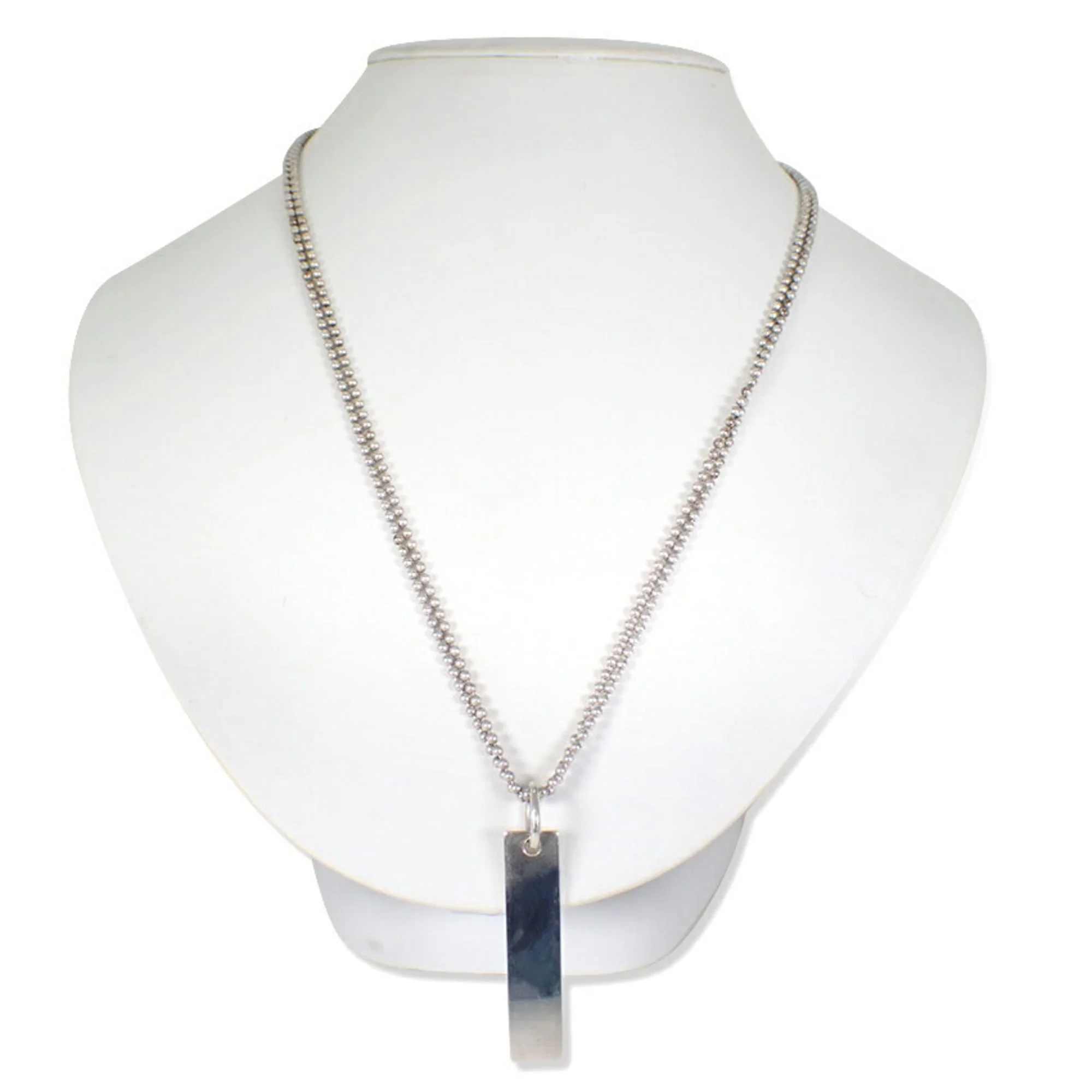 Dog Tag Plate Pendant Necklace Sterling Silver - Image 2