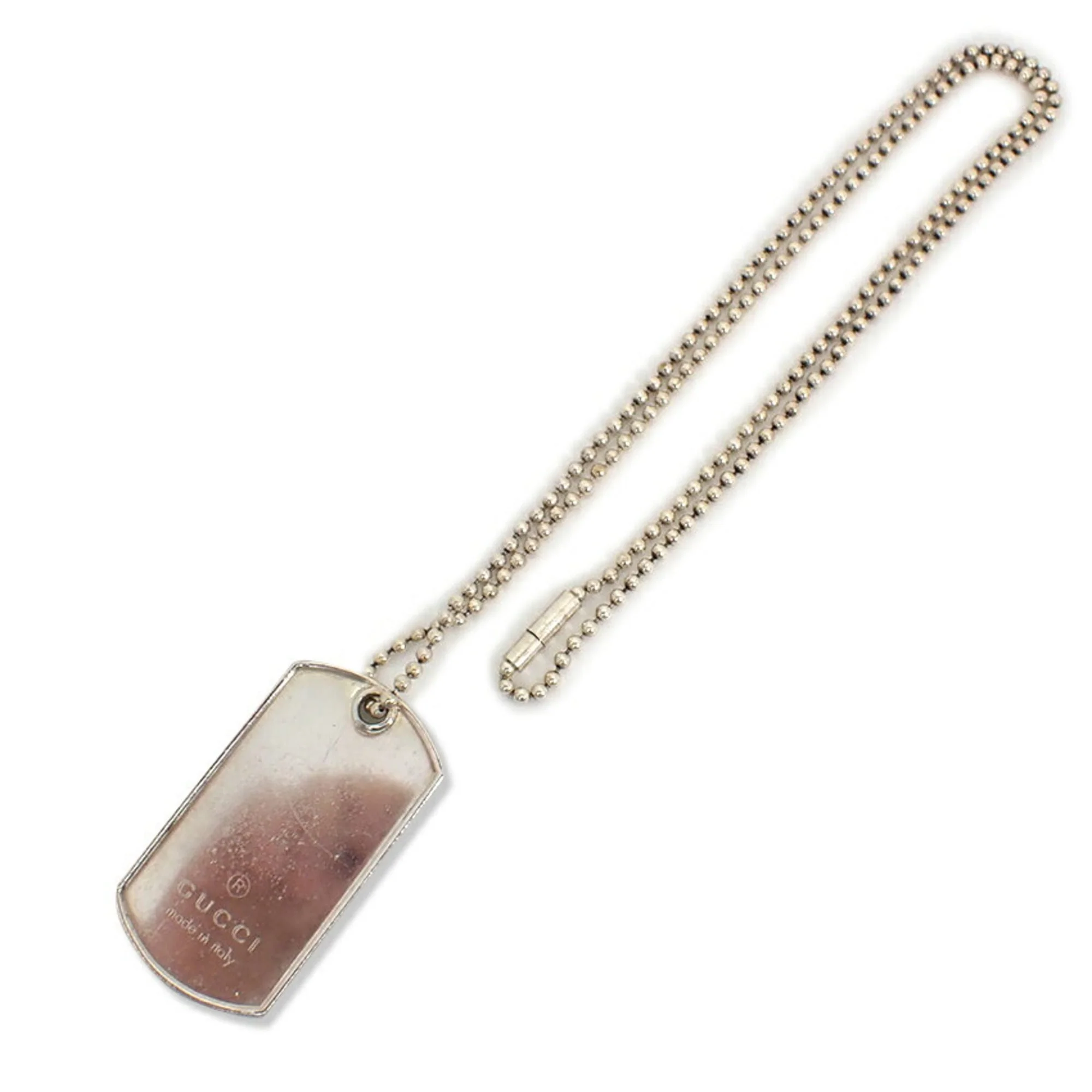 Dog Tag Plate Pendant Necklace Sterling Silver