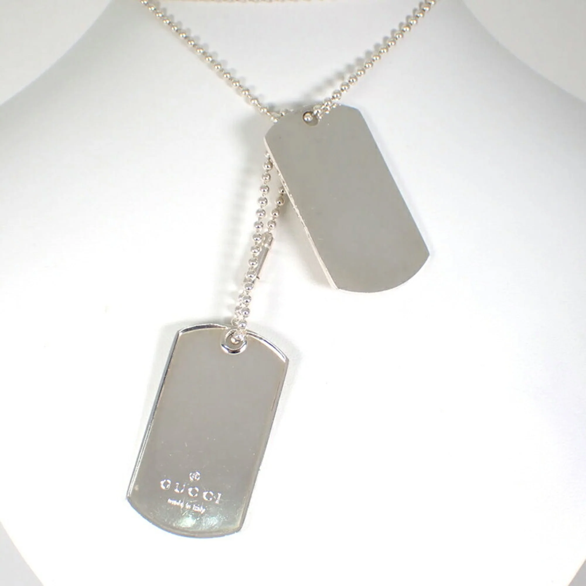 Dog Tag Plate Pendant Necklace Sterling Silver - Image 3