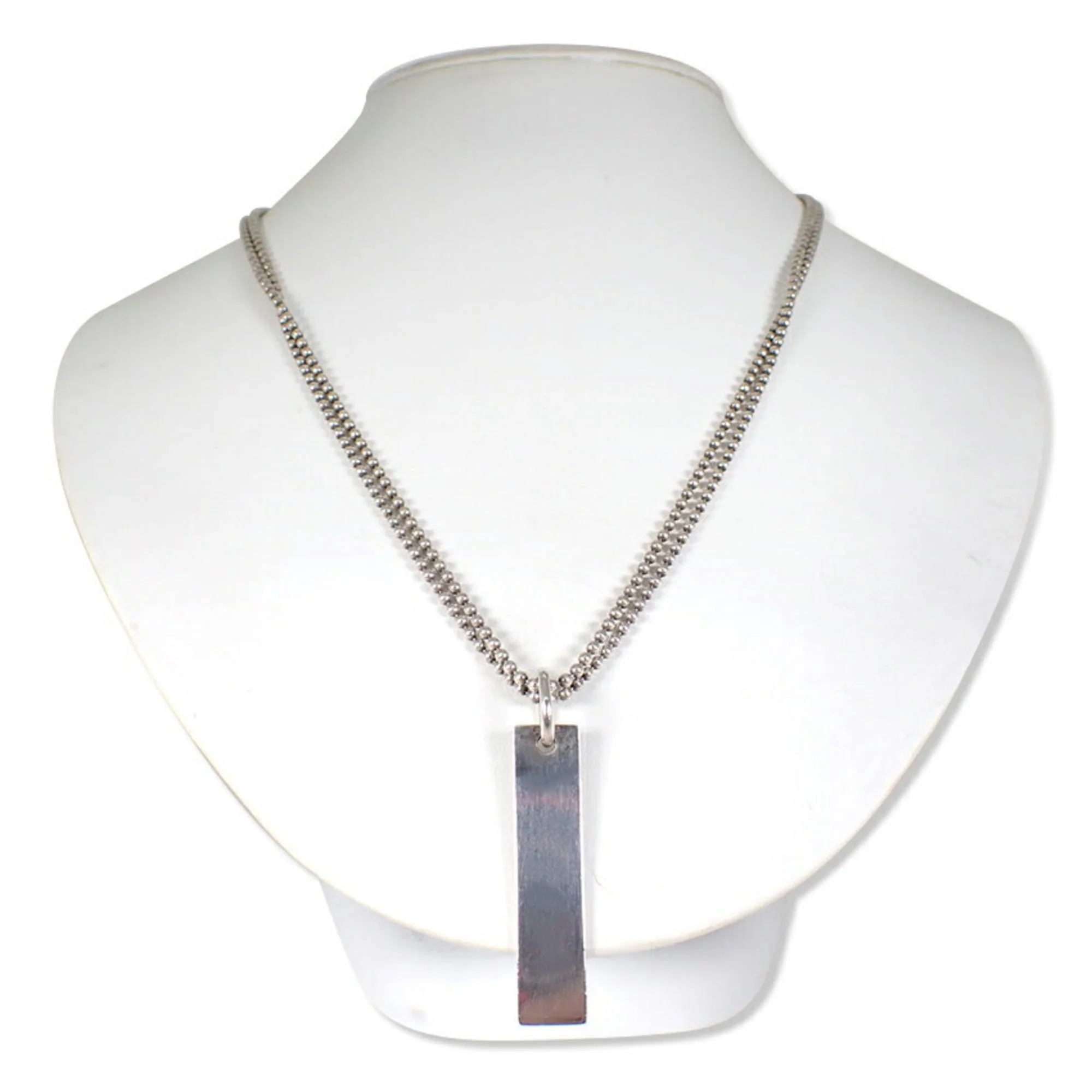 Double Ball Chain Pendant Necklace Sterling Silver