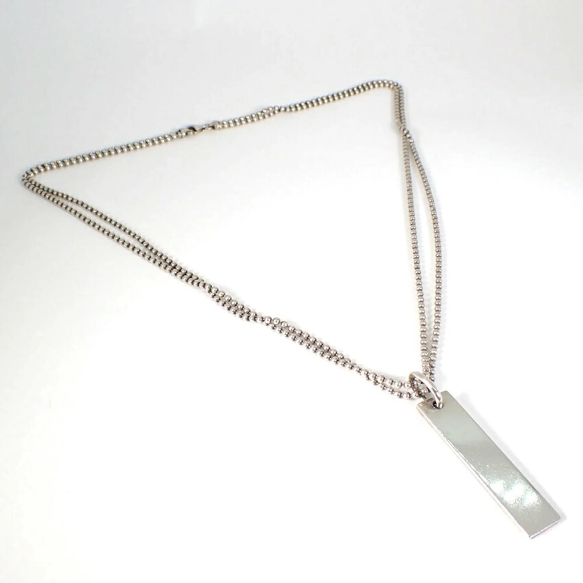 Double Ball Chain Pendant Necklace Sterling Silver - Image 4