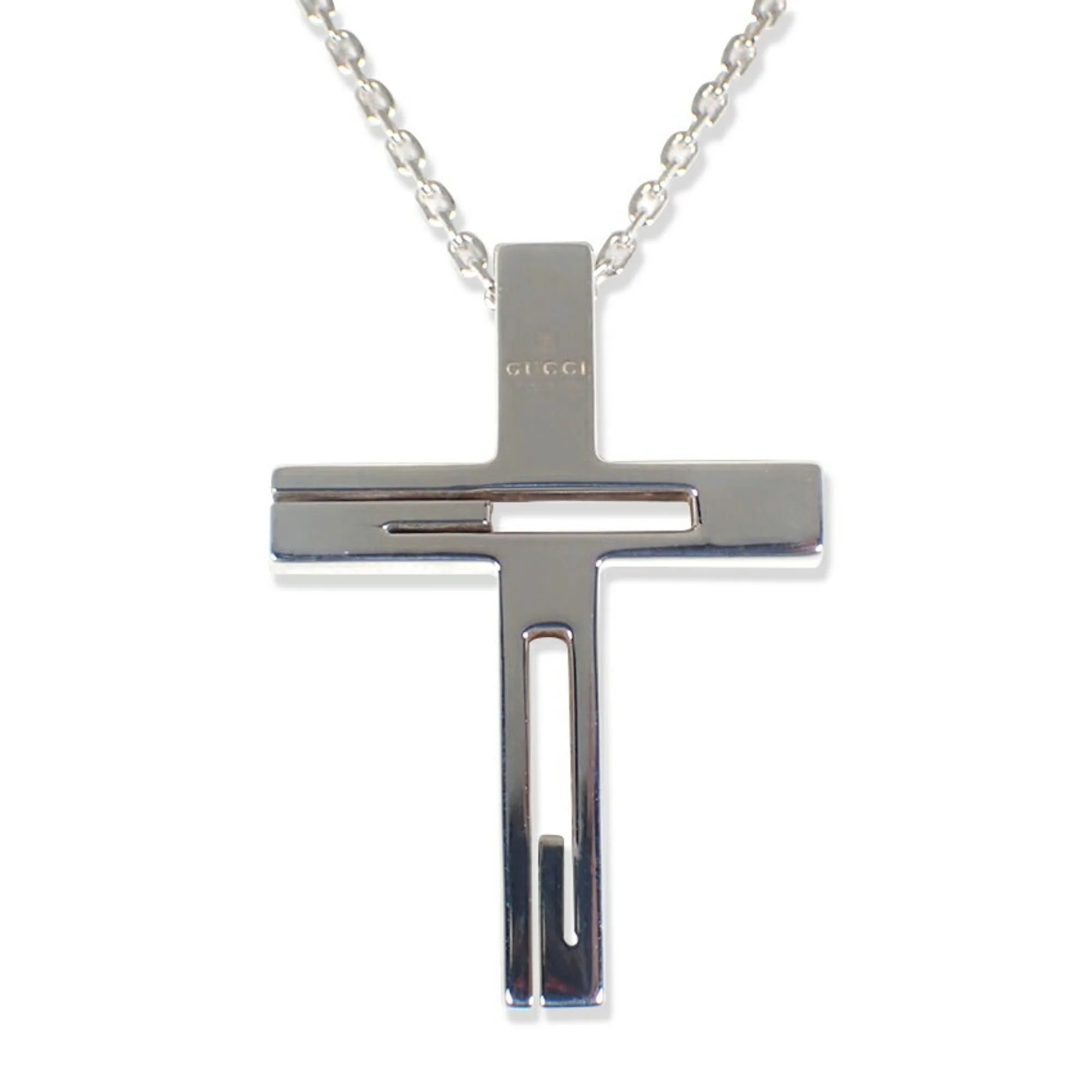 G Cross Pendant Necklace Sterling Silver