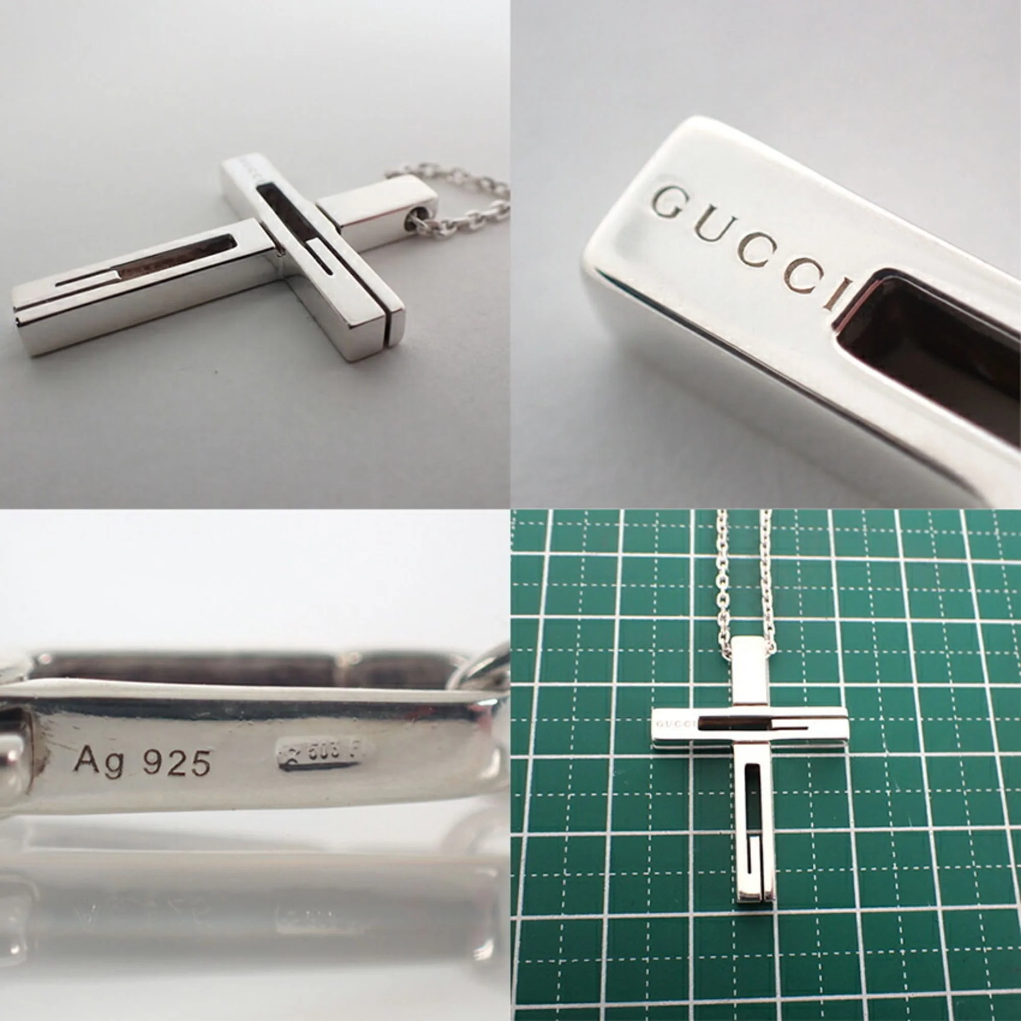 G Cross Pendant Necklace Sterling Silver - Image 9