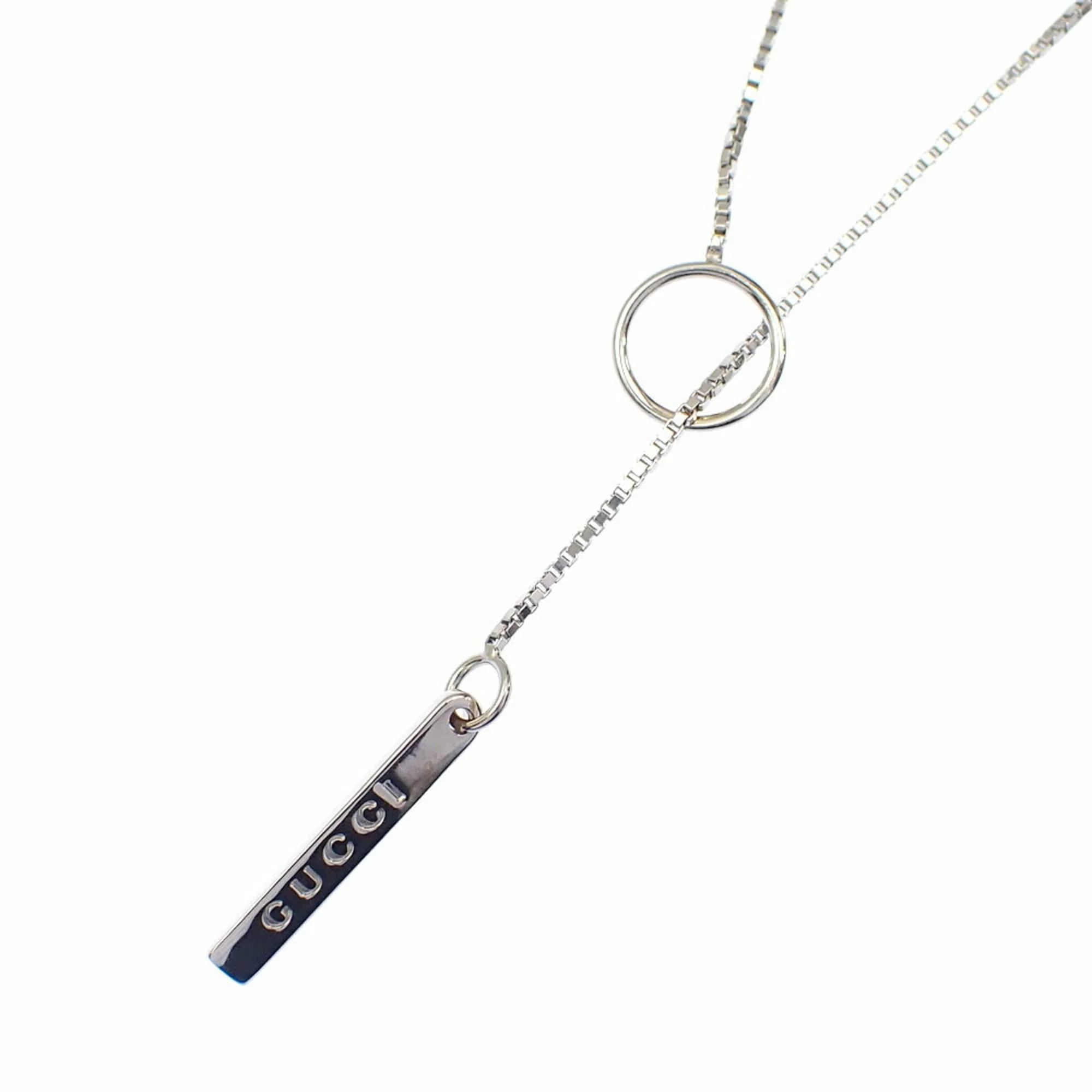 Lariat Pendant Necklace 18K White Gold