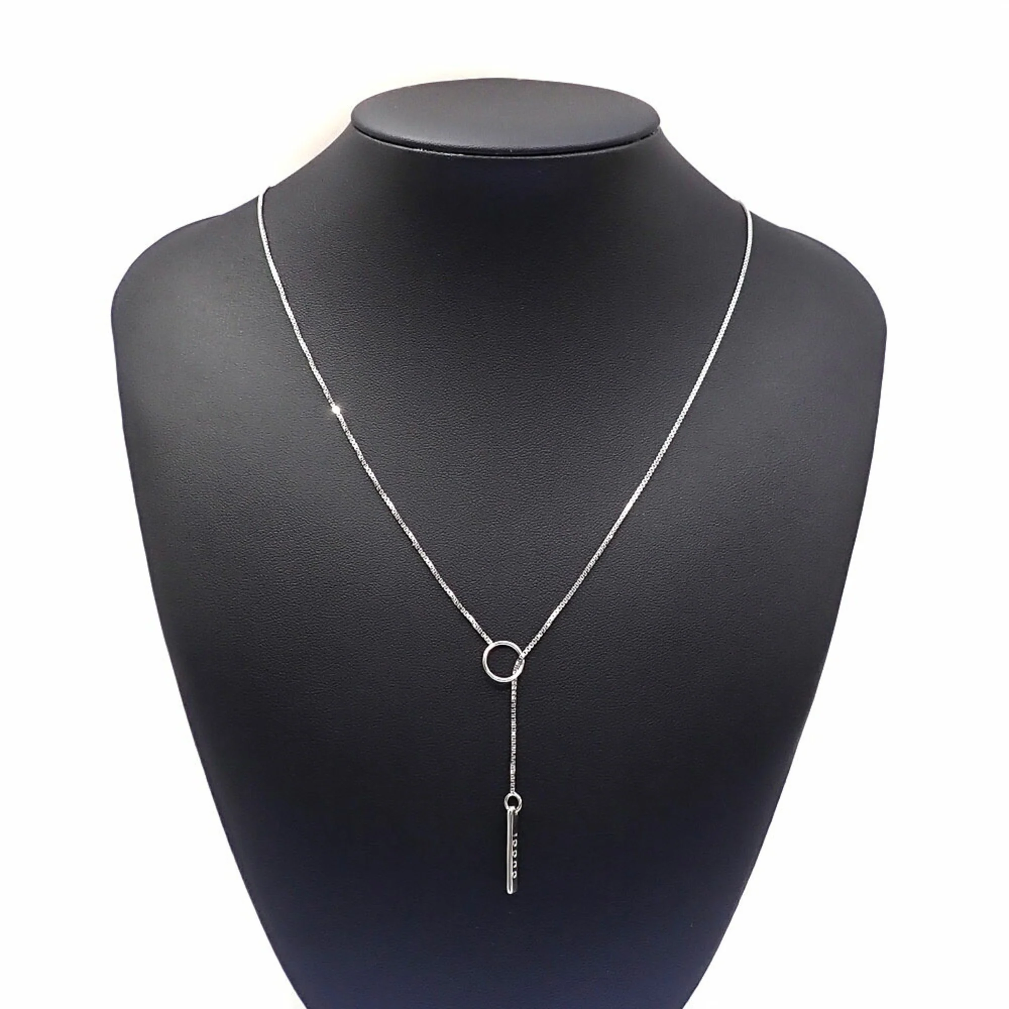 Lariat Pendant Necklace 18K White Gold - Image 6
