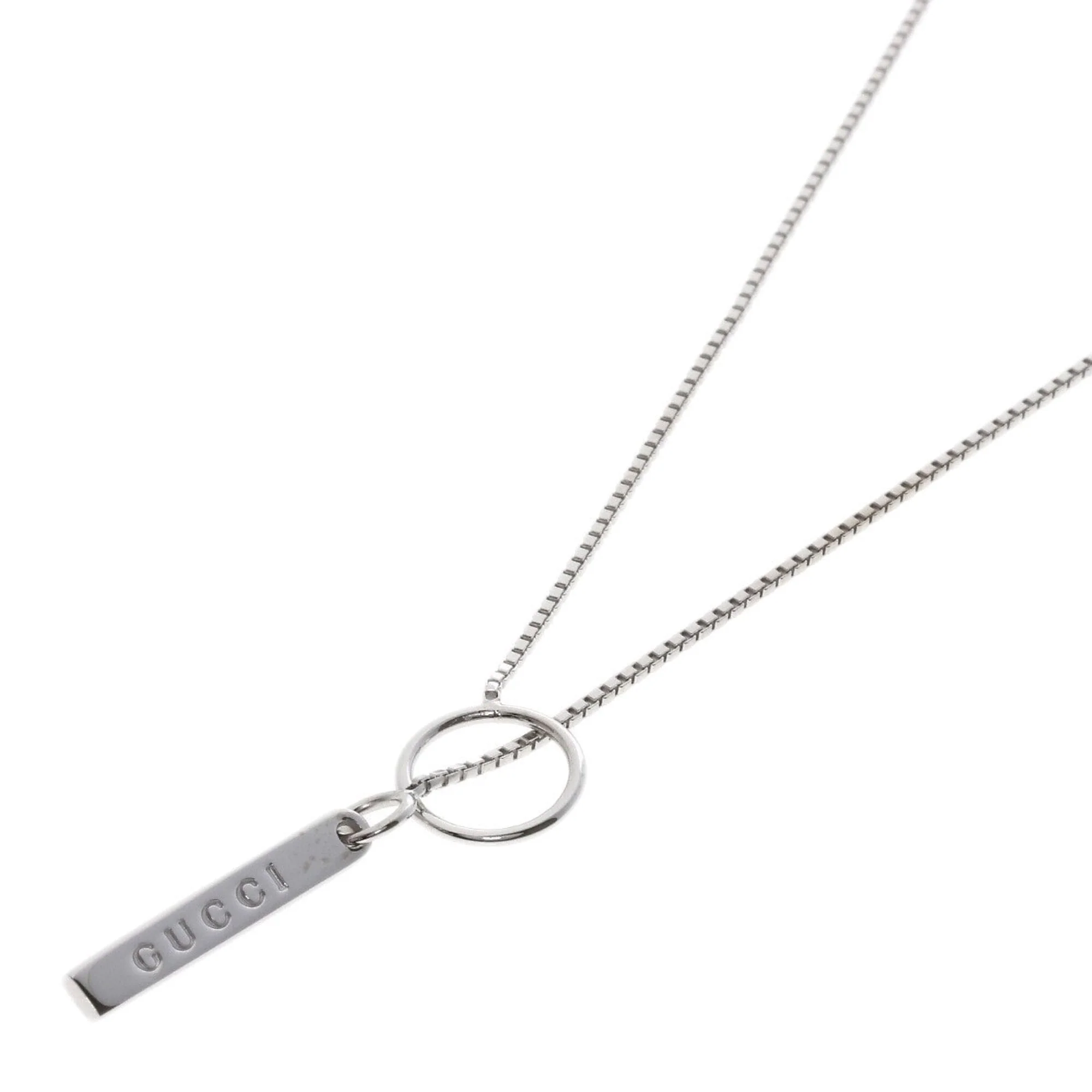 Lariat Pendant Necklace 18K White Gold