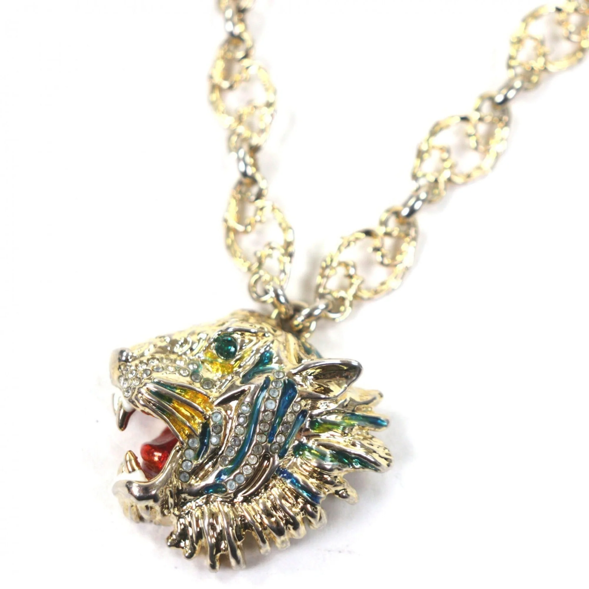 Lion Head Pendant Necklace Gold