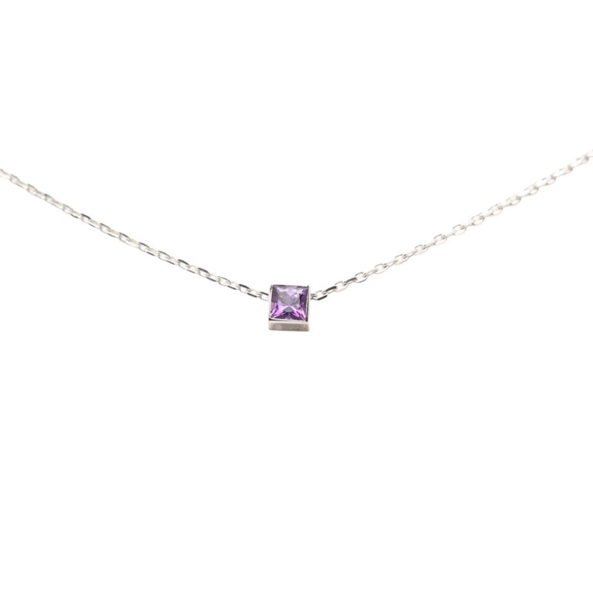 Pendant Necklace 18K White Gold with Amethyst