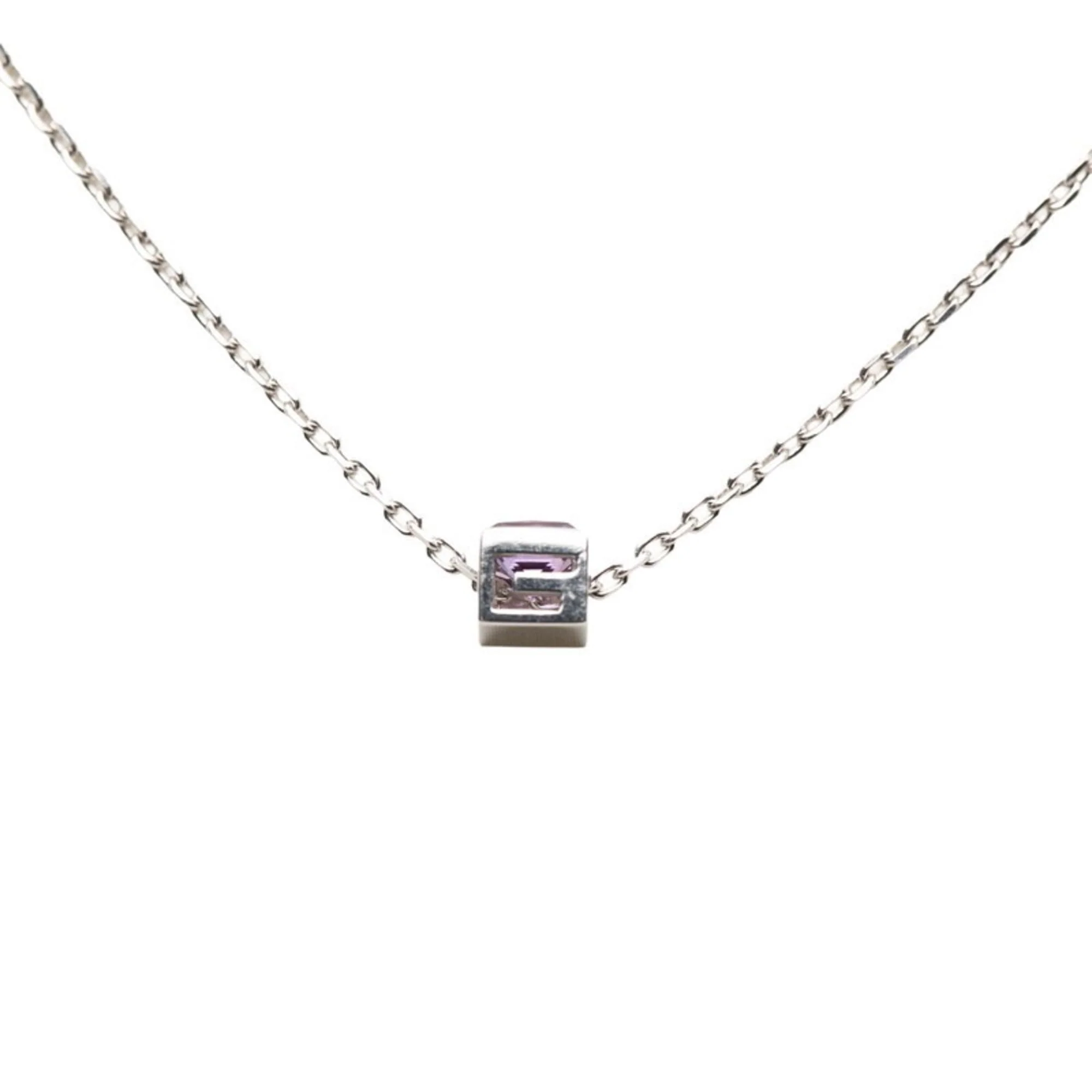 Pendant Necklace 18K White Gold with Amethyst - Image 2