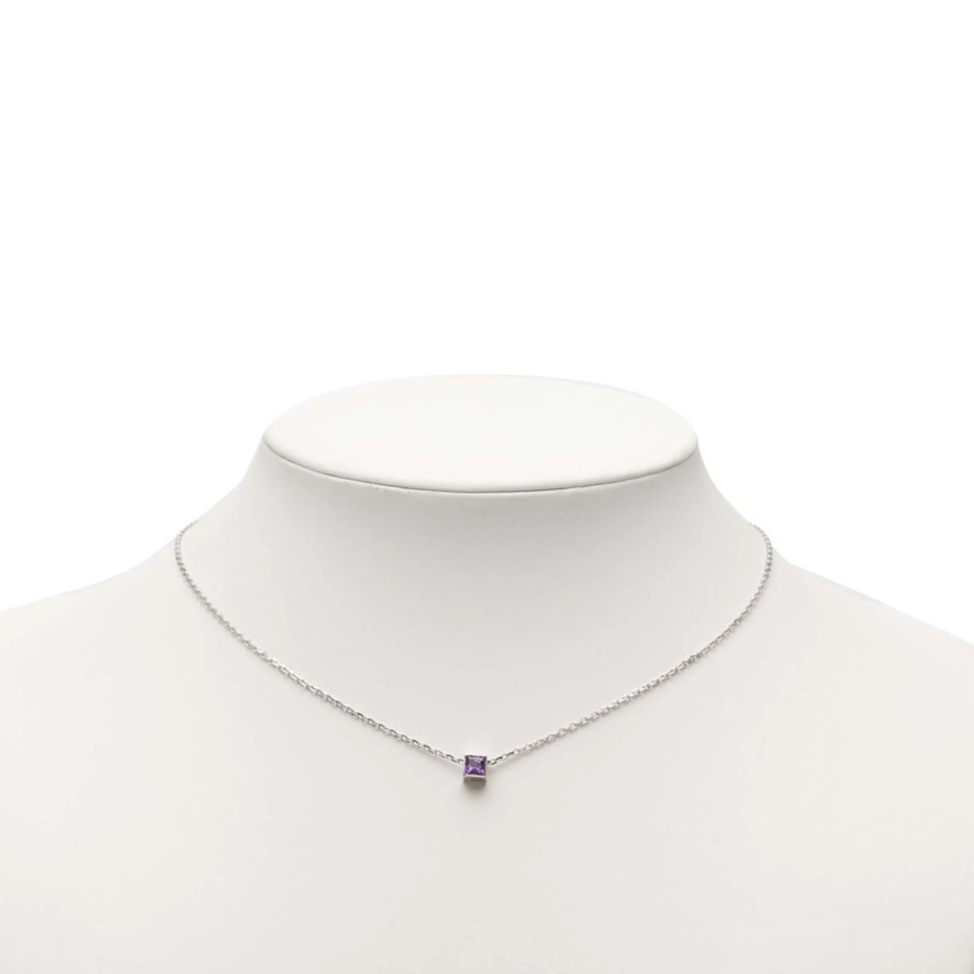 Pendant Necklace 18K White Gold with Amethyst - Image 6
