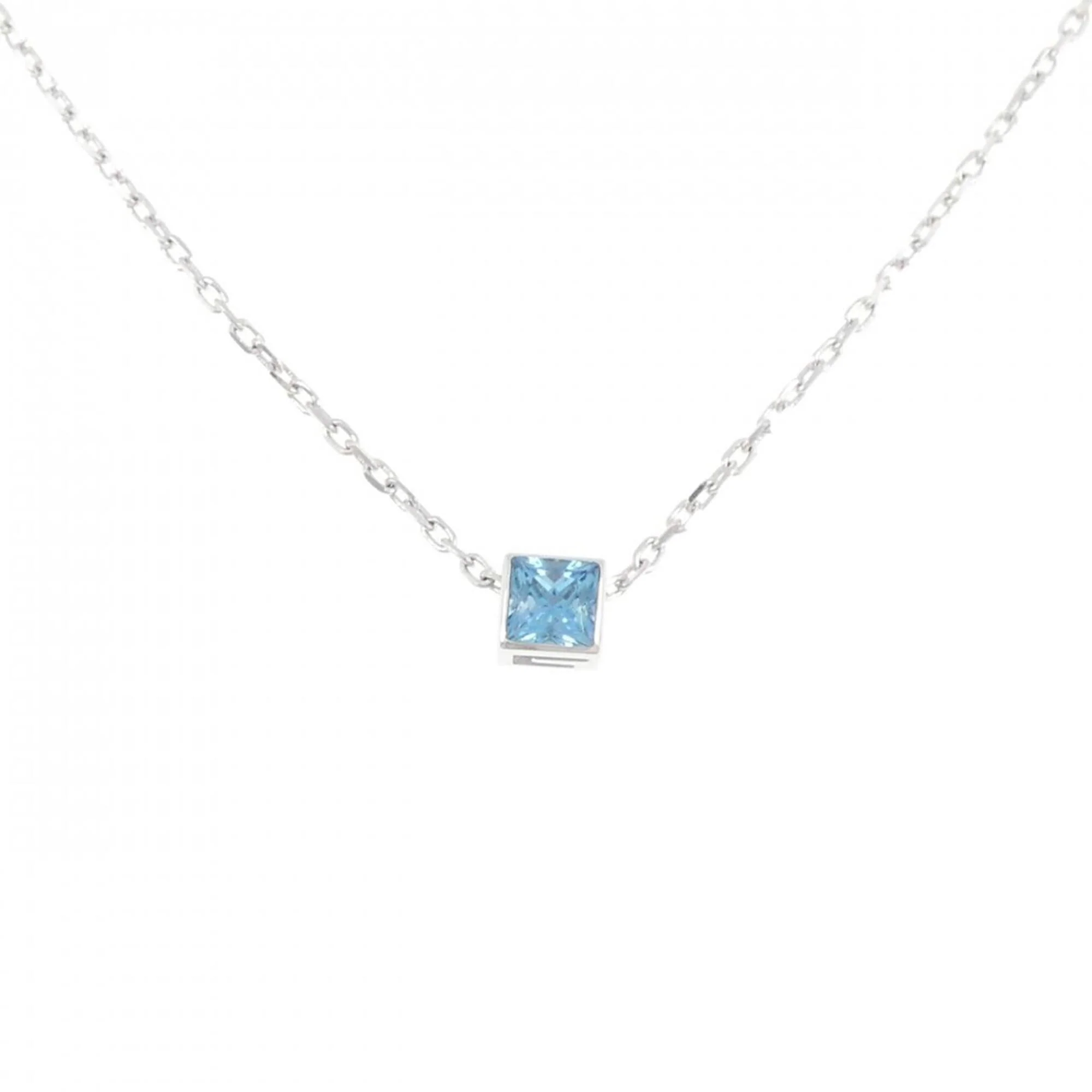 Pendant Necklace 18K White Gold with Topaz