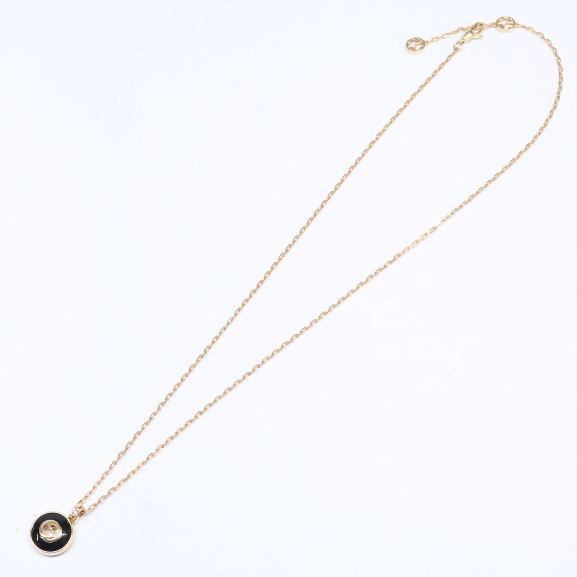 Pendant Necklace 18K Yellow Gold with Diamond and Onyx - Image 3