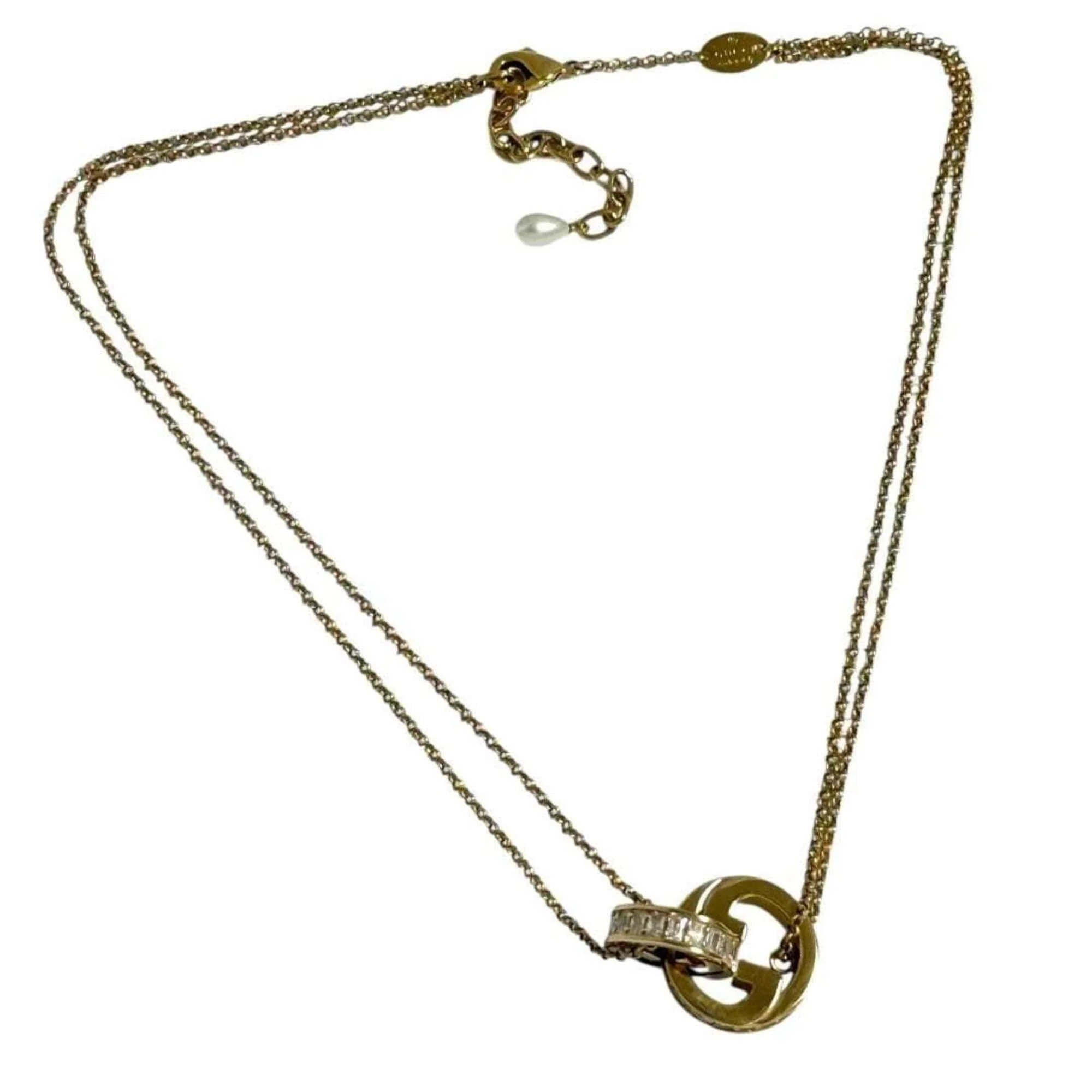 Pendant Necklace Artificial Pearl and Metal and Rhinestone - Image 2