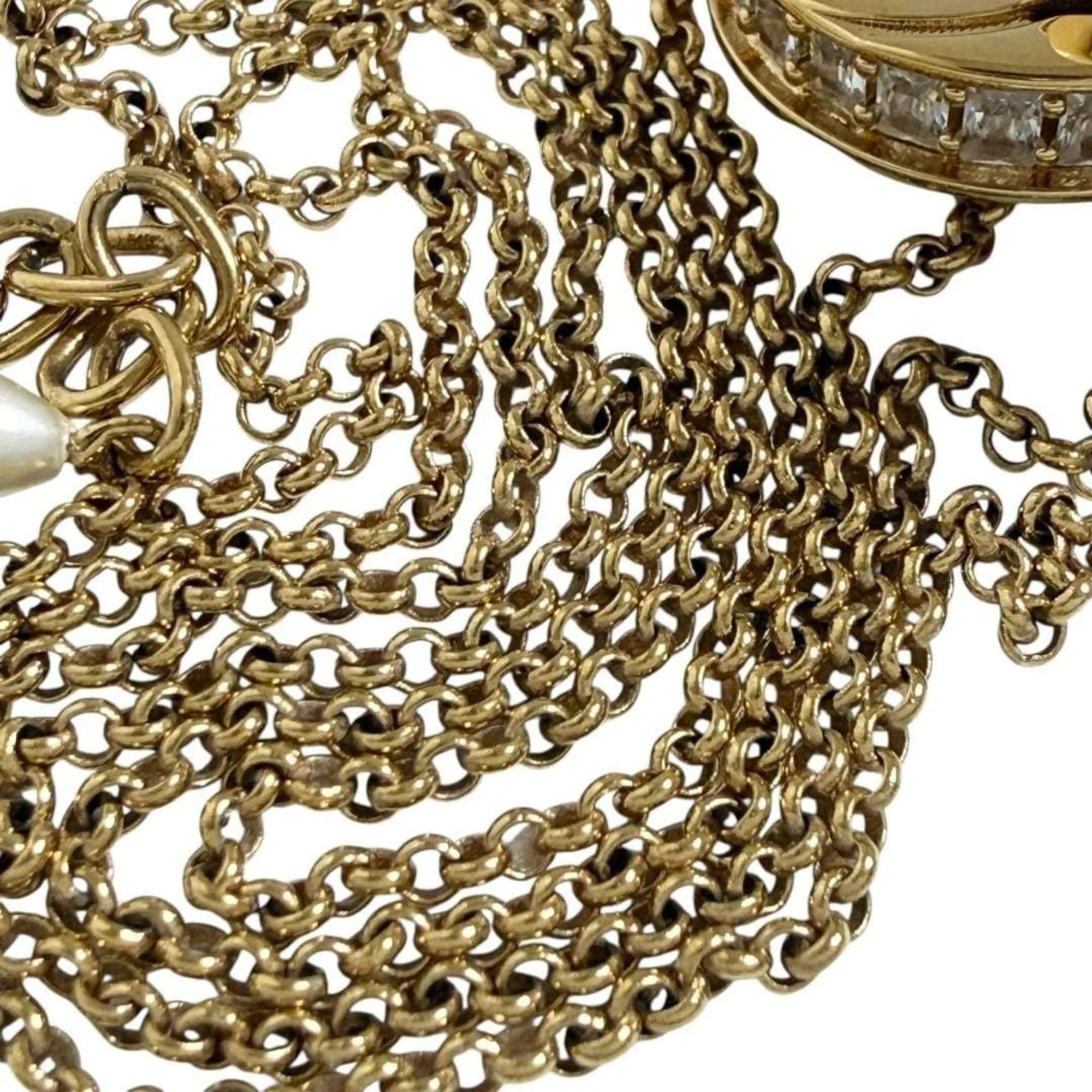 Pendant Necklace Artificial Pearl and Metal and Rhinestone - Image 5