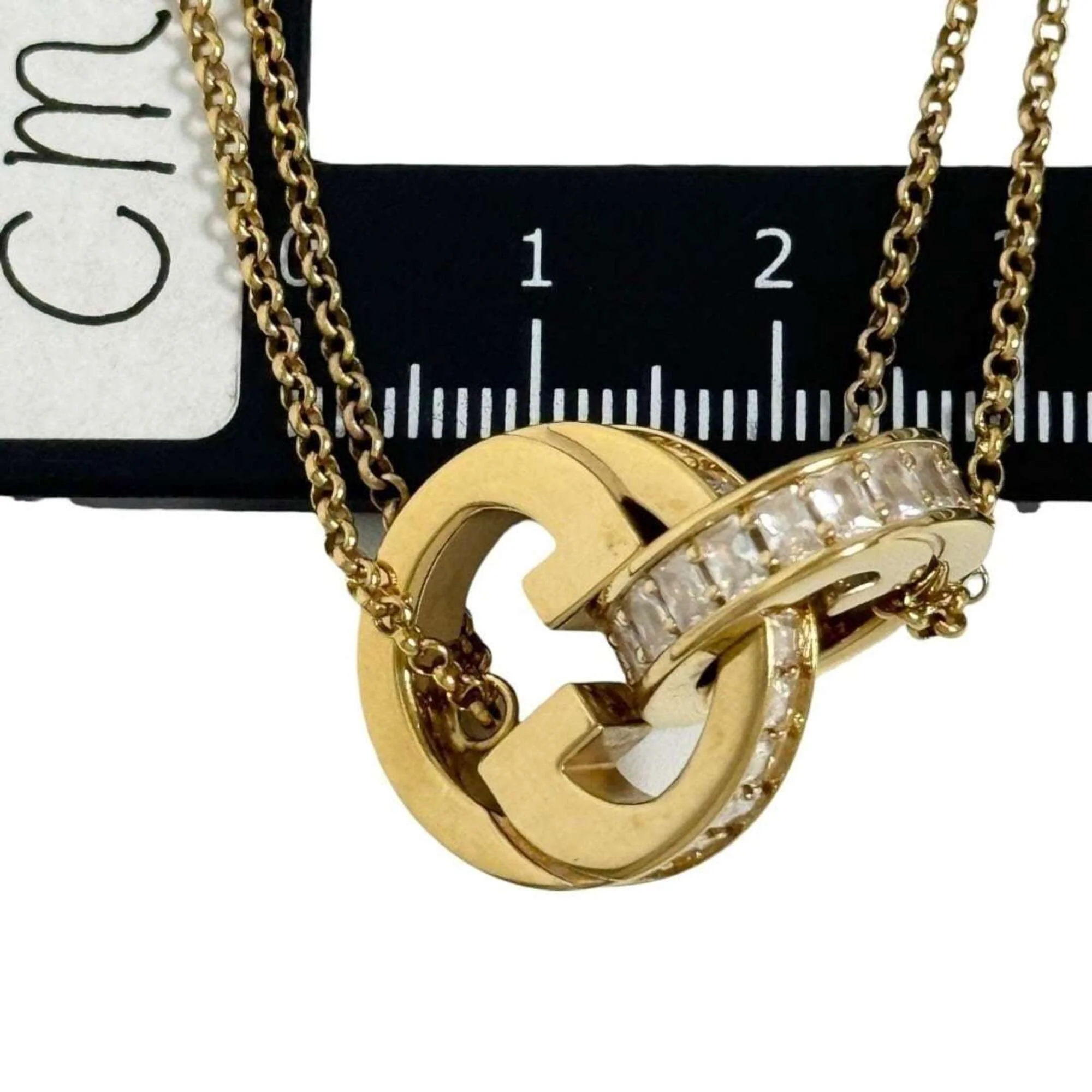 Pendant Necklace Artificial Pearl and Metal and Rhinestone - Image 9