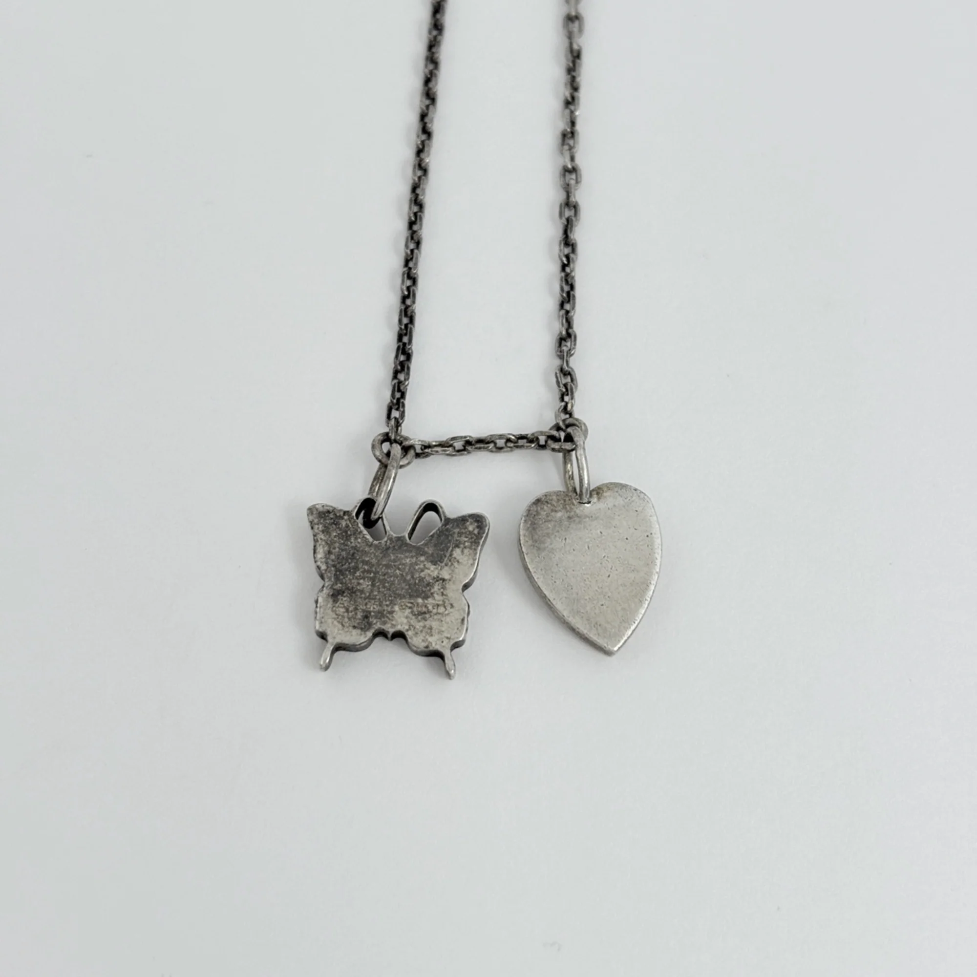 Pendant Necklace Heart and Butterfly Sterling Silver - Image 2