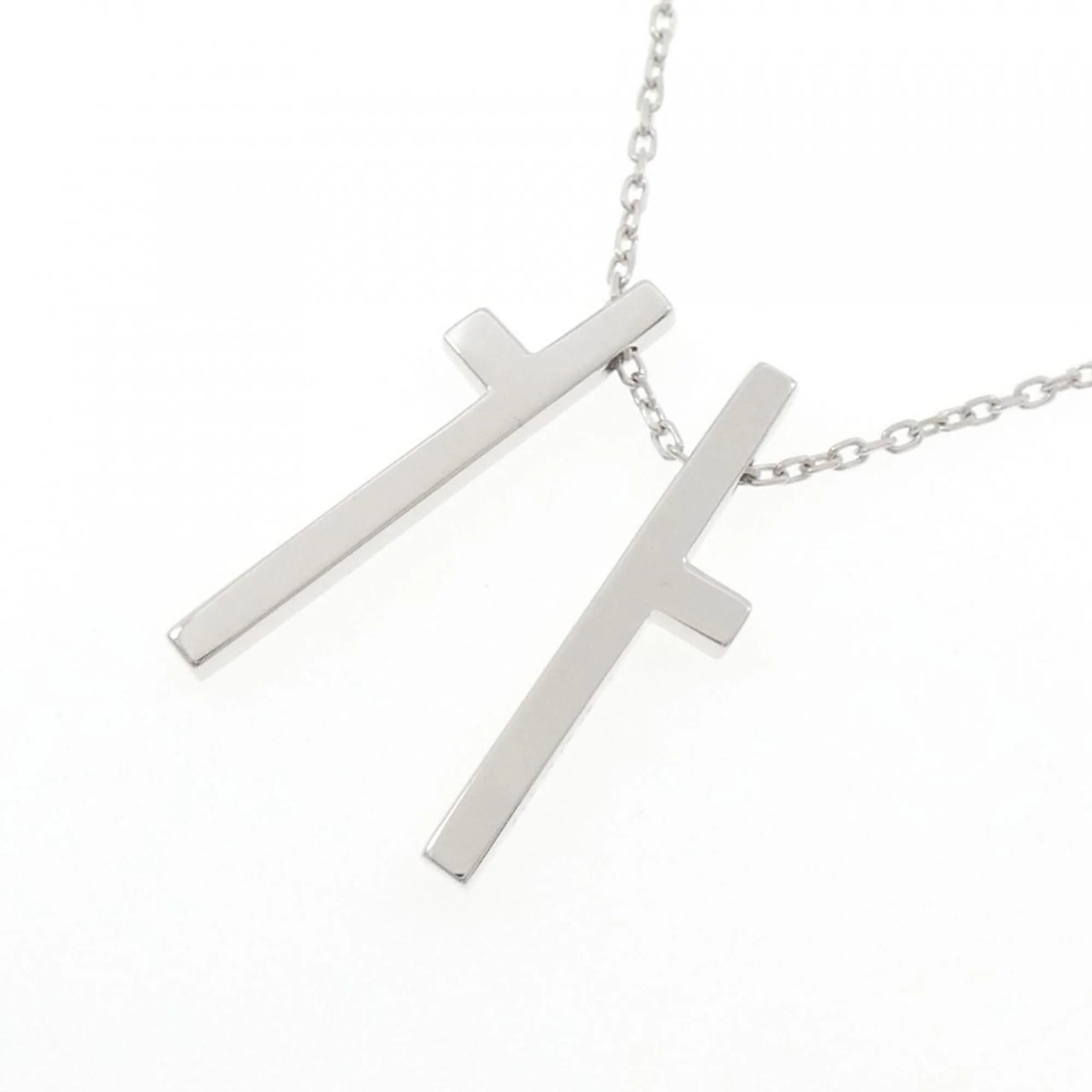 Separate Cross Pendant Necklace 18K White Gold - Image 4