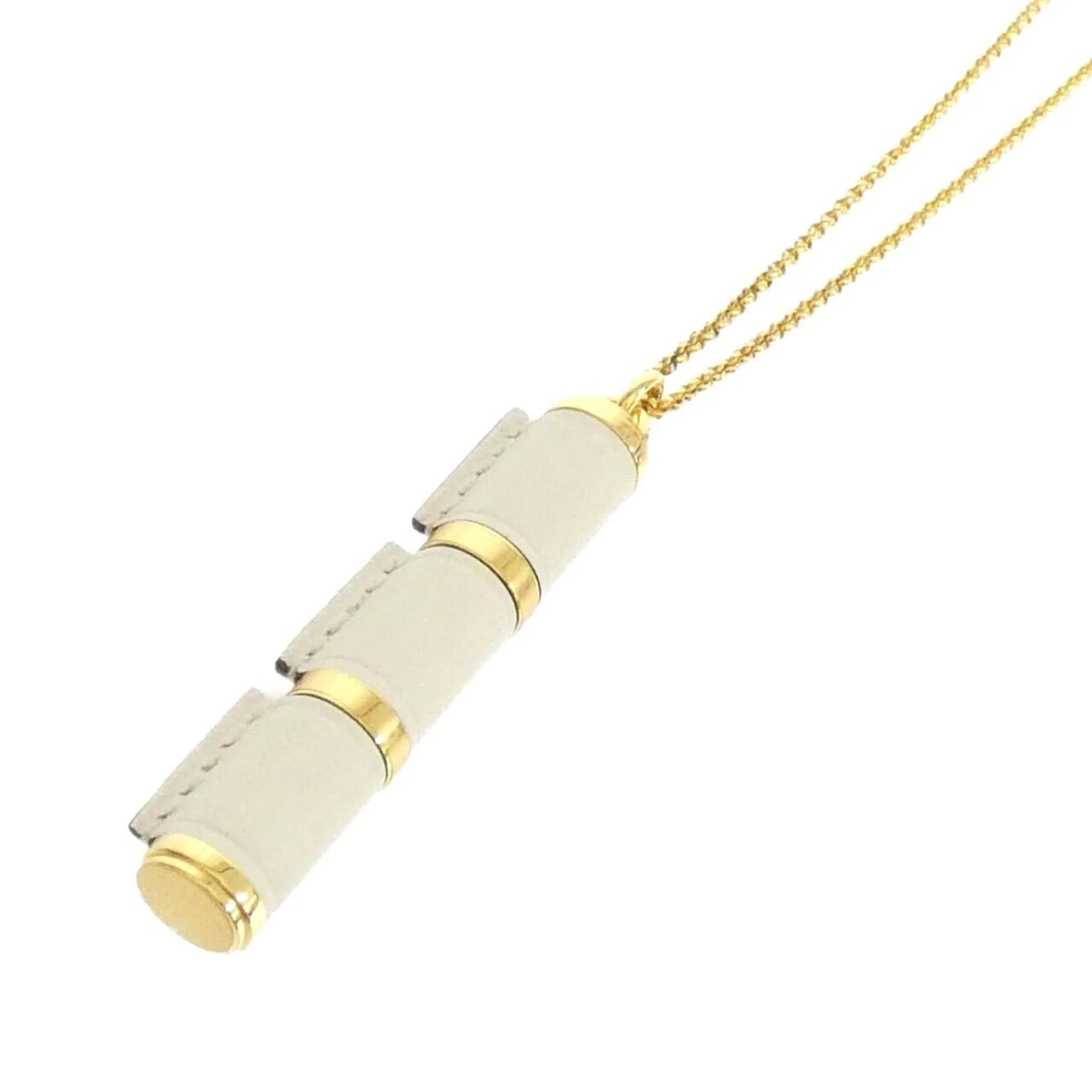 CharniŹre GM Pendant Necklace Swift Leather Gold and White