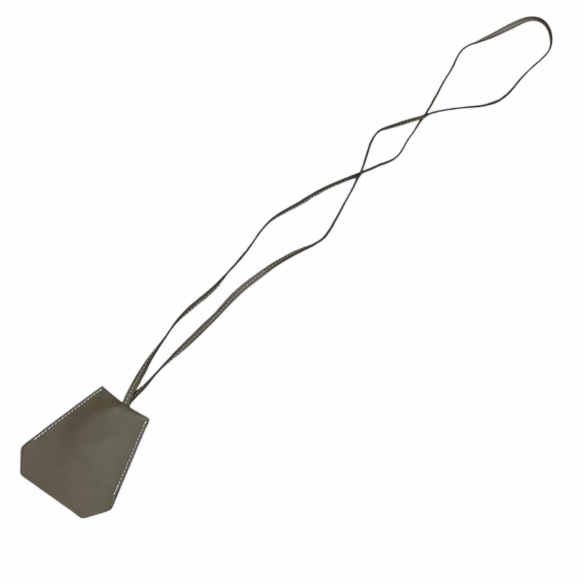 Clochette Pendant Necklace Leather Etoupe Gray - Image 5