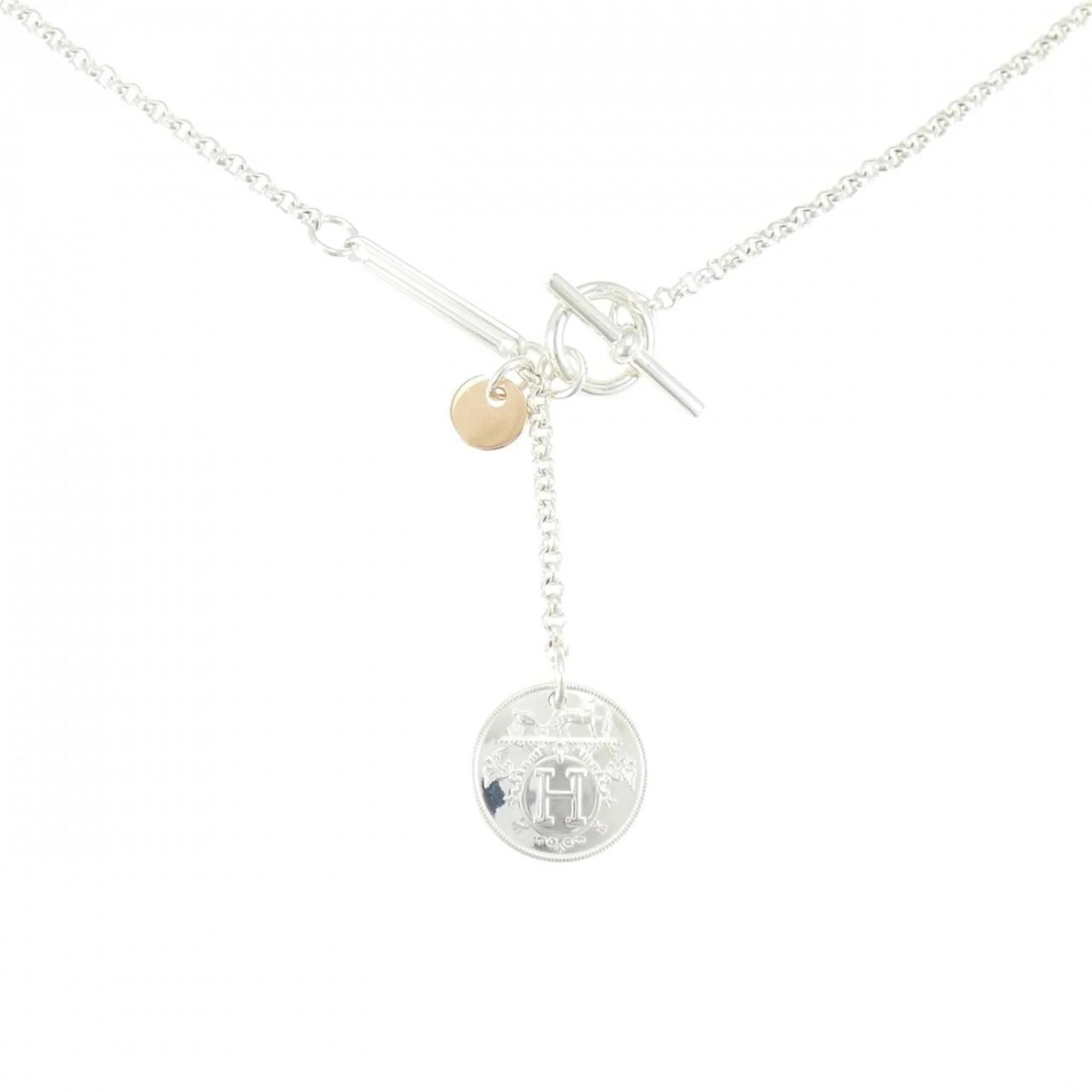 Ex-Libris Pendant Necklace 18K Rose Gold and Sterling Silver