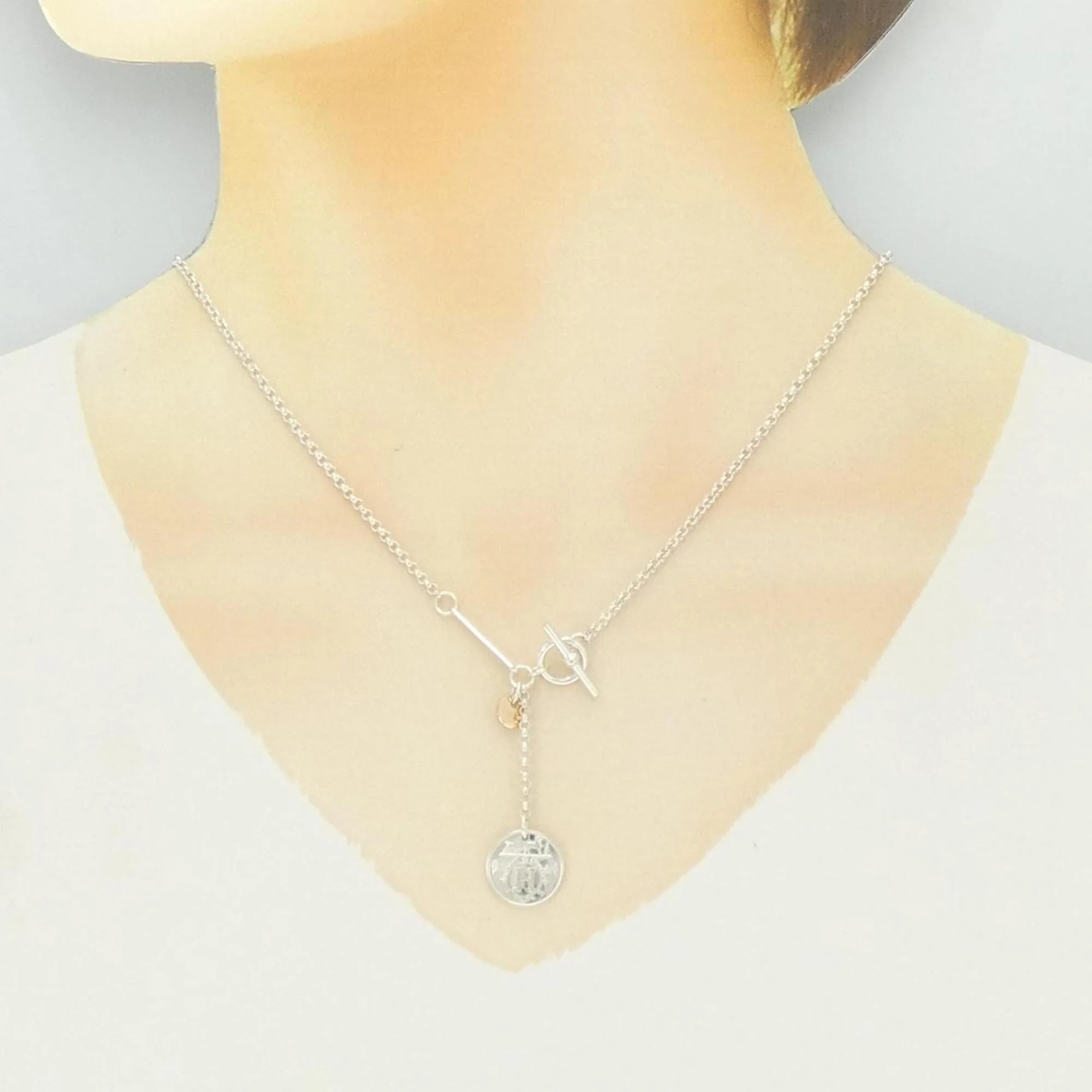 Ex-Libris Pendant Necklace 18K Rose Gold and Sterling Silver - Image 6