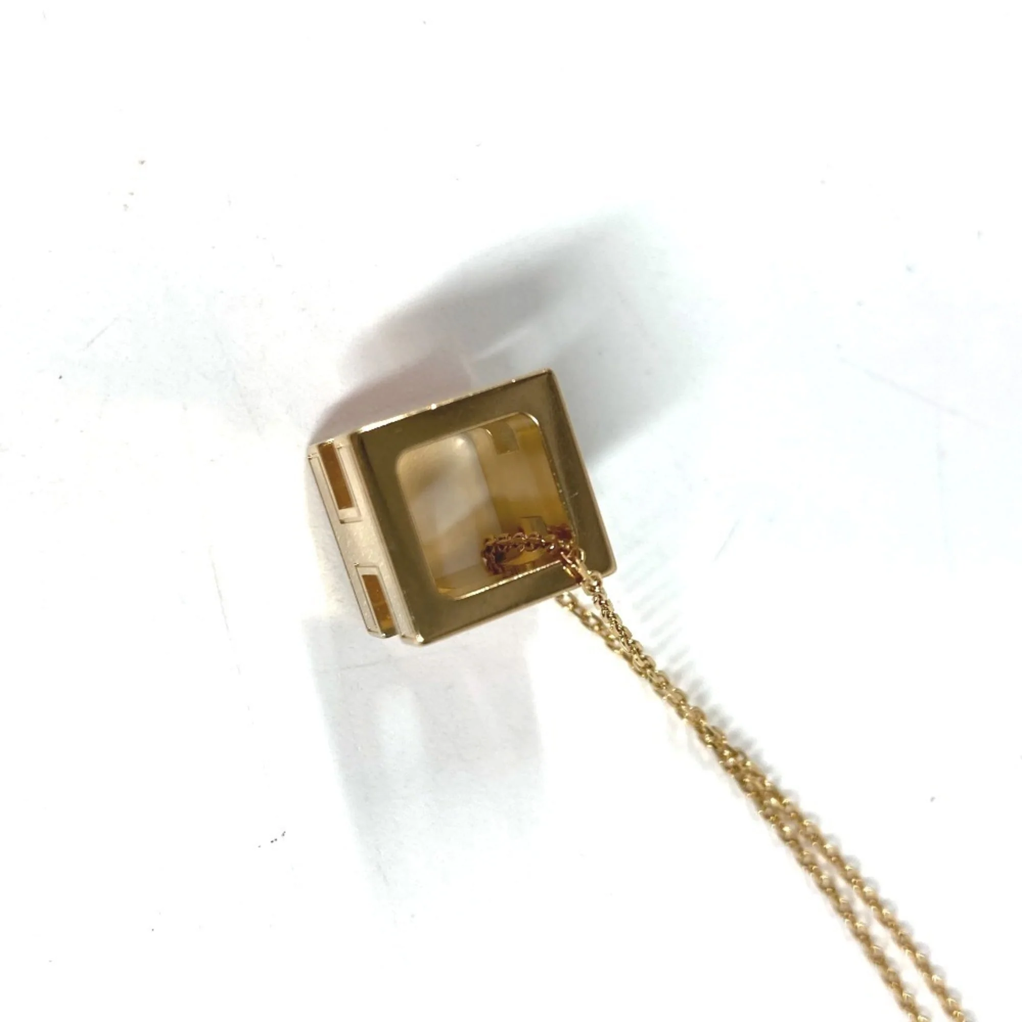 H Cube Pendant Necklace Metal Gold and Orange - Image 5