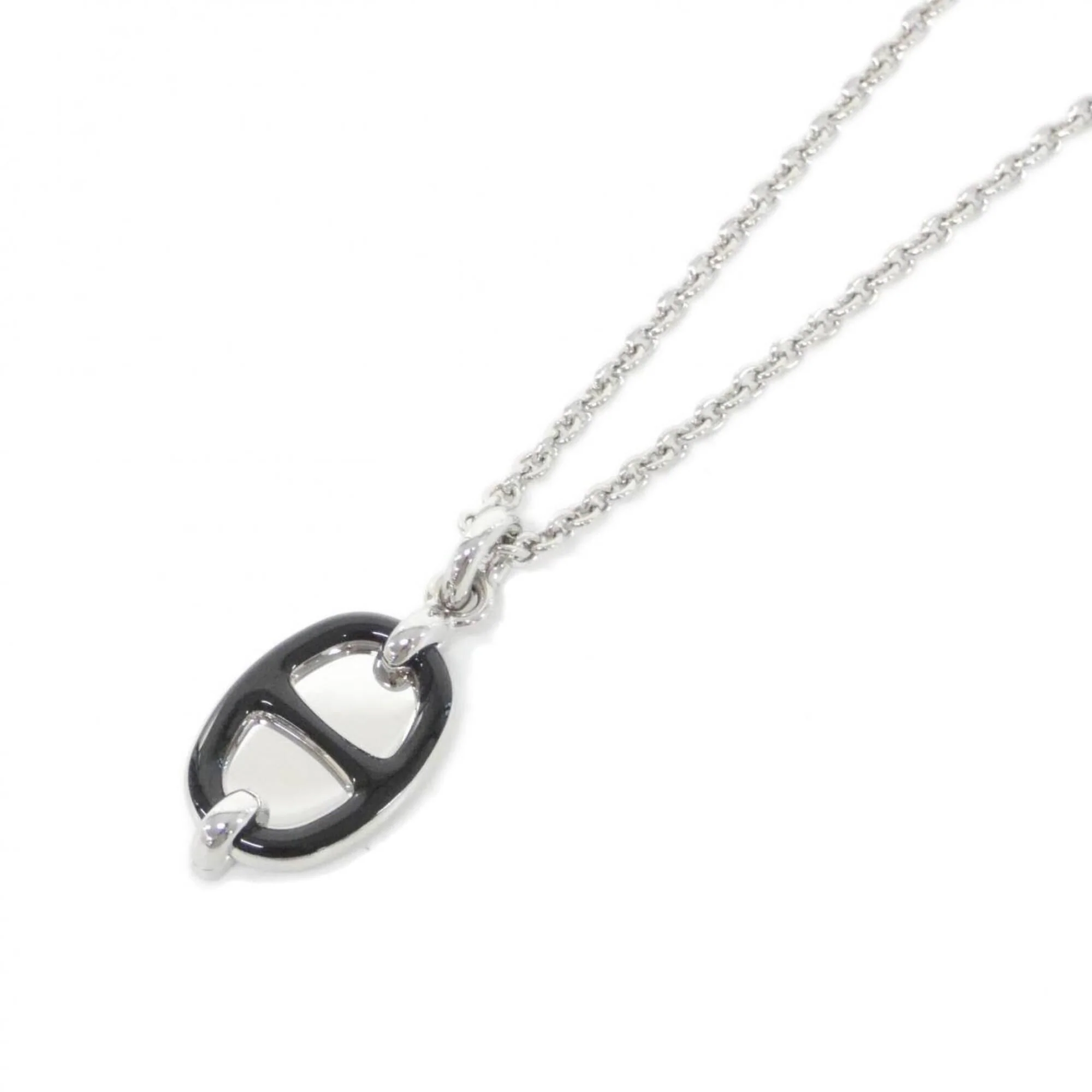 Maillon Pendant Necklace Black and Silver Mini