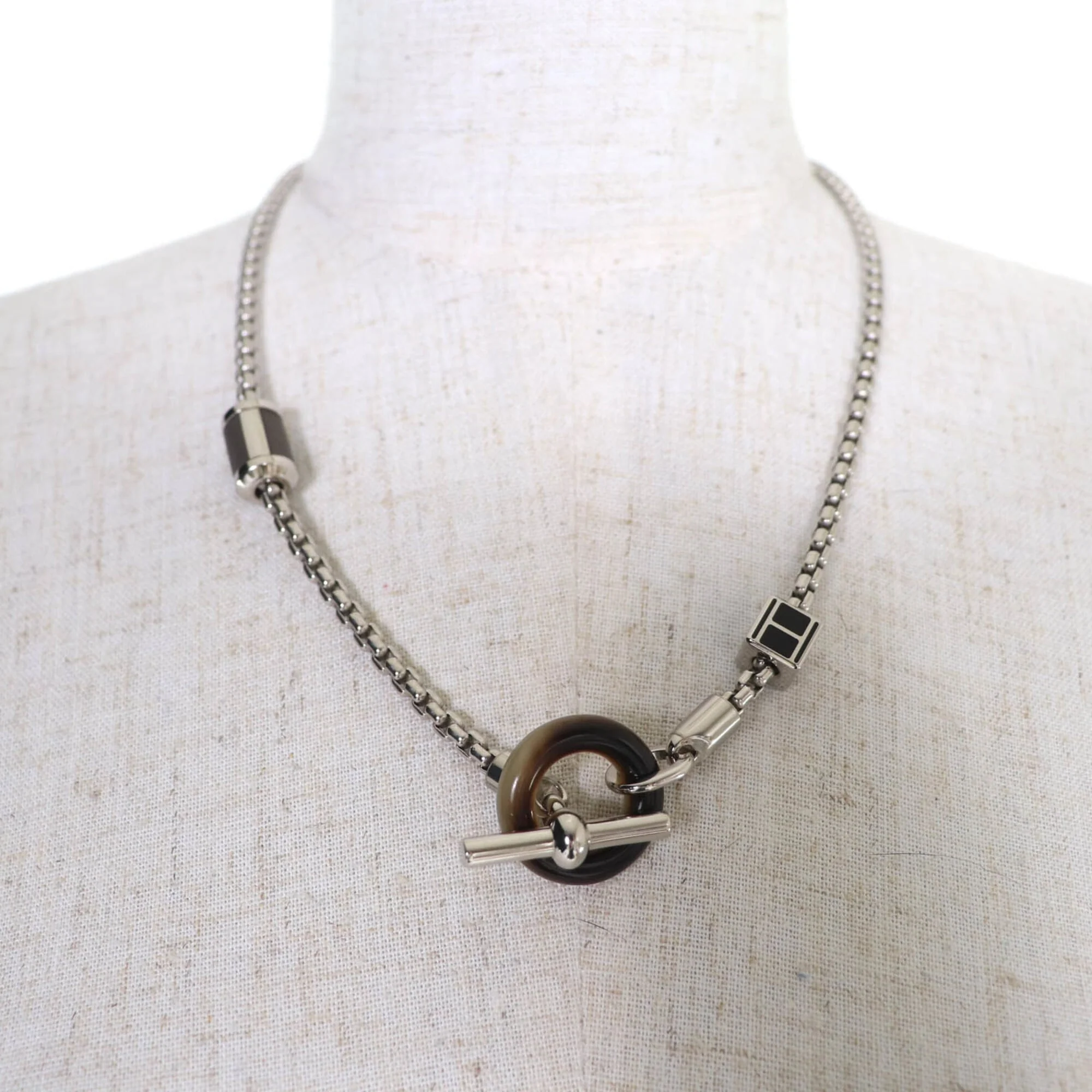 Meli Melo H Pendant Necklace Silver and Black - Image 3