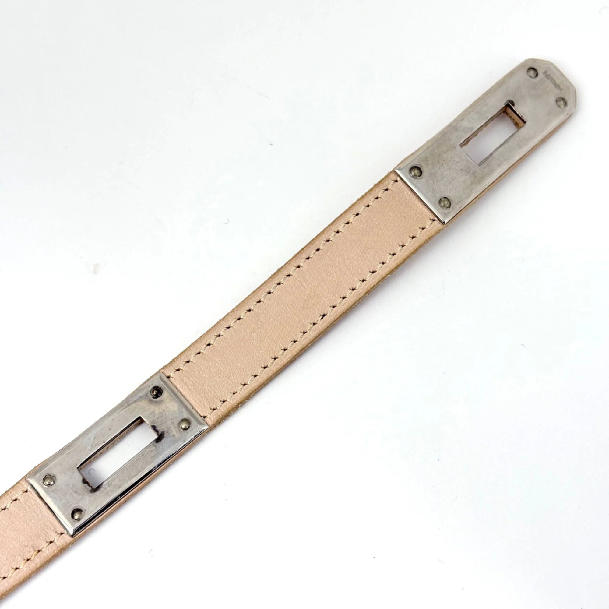 Necklace Leather and Metal Beige and Silver - Image 3