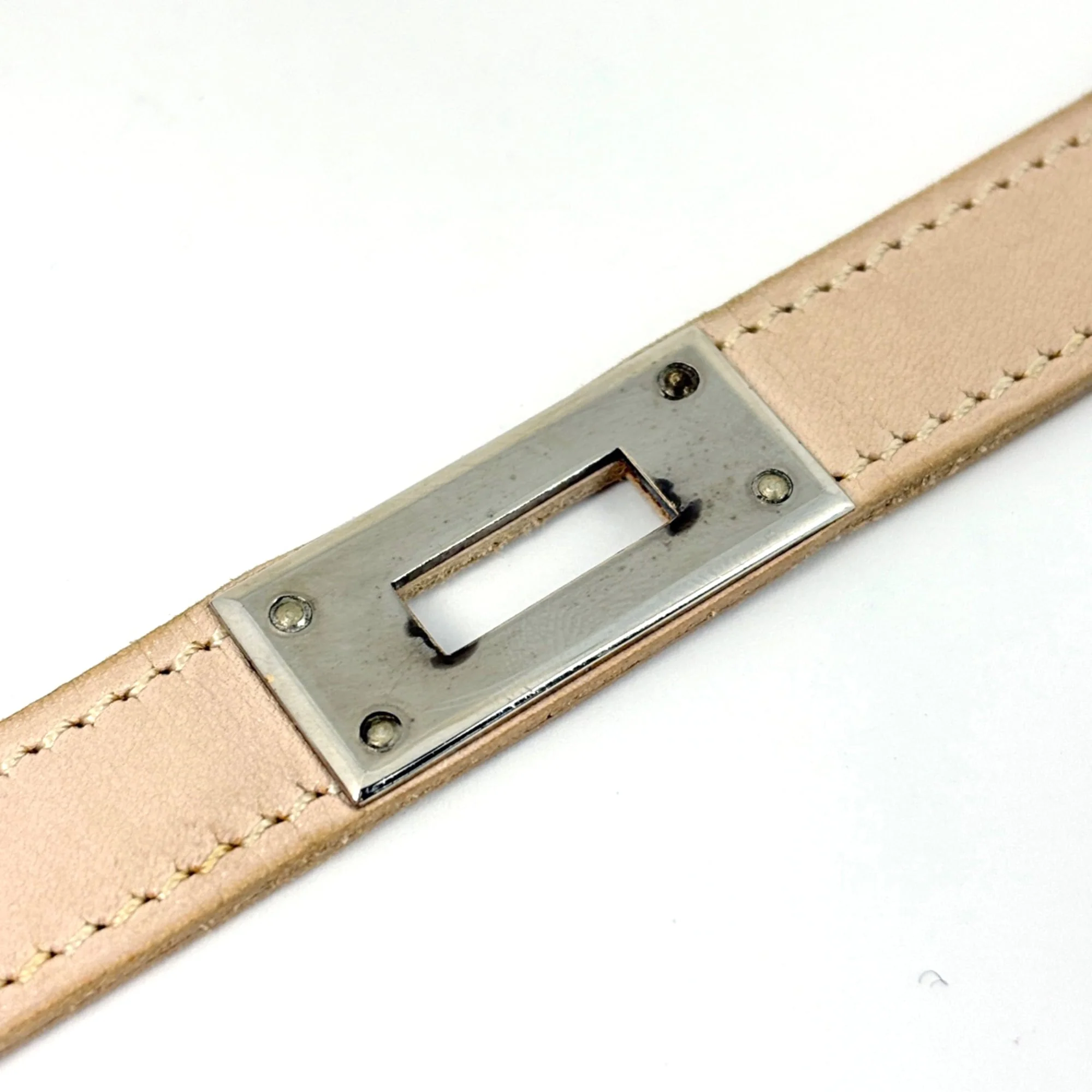 Necklace Leather and Metal Beige and Silver - Image 6