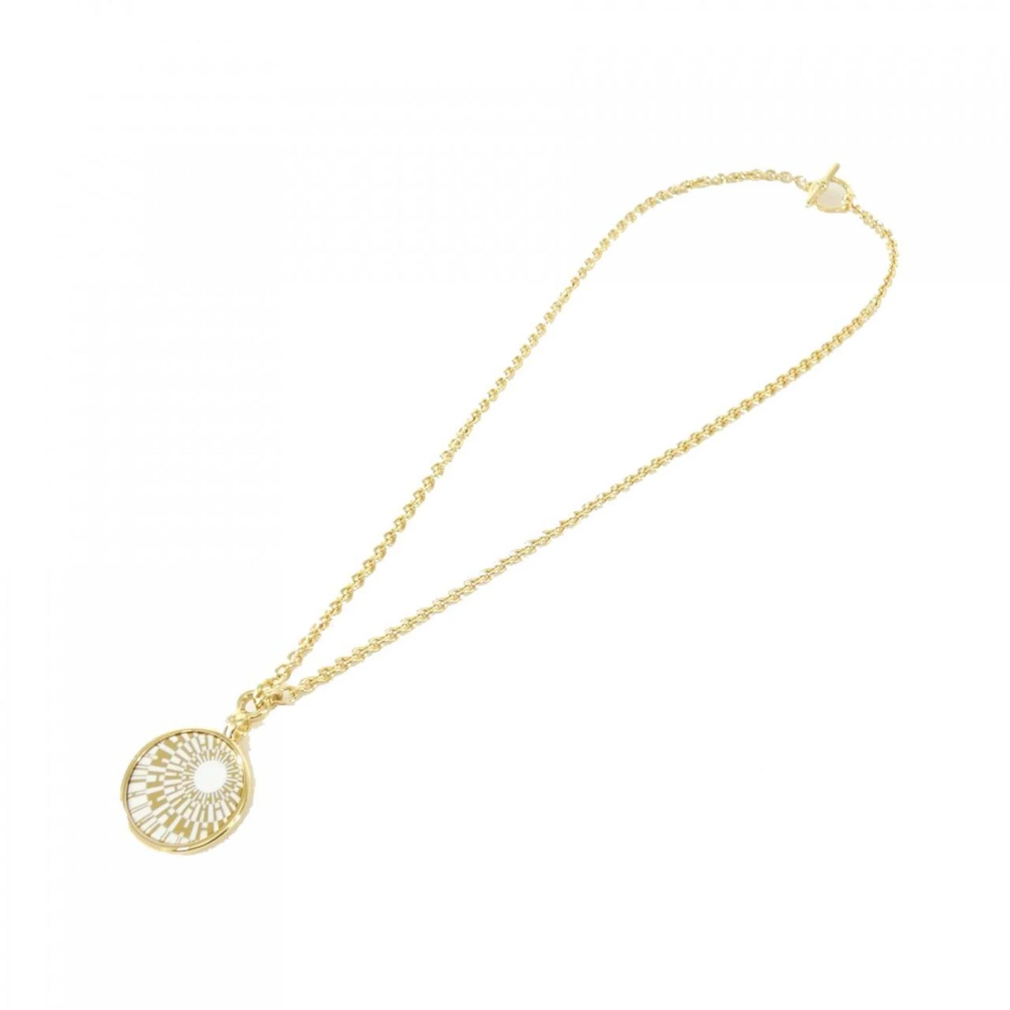 OP'H Medal Mini Pendant Necklace Gold and White - Image 2