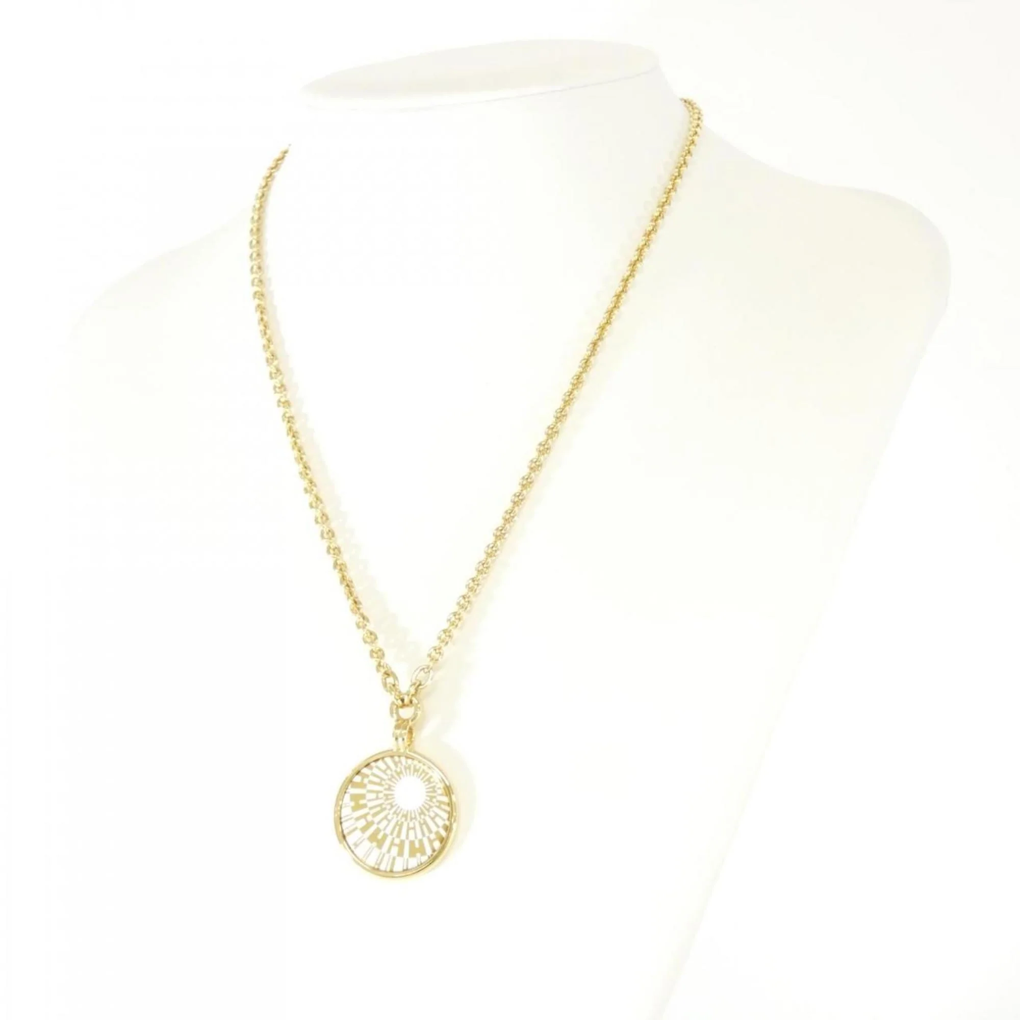 OP'H Medal Mini Pendant Necklace Gold and White - Image 5